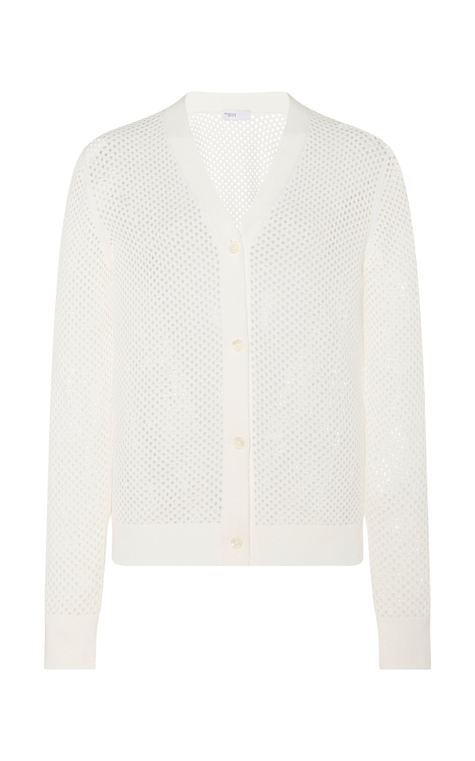 Shop Rosetta Getty Cotton-blend Pointelle-knit Cardigan In Off-white