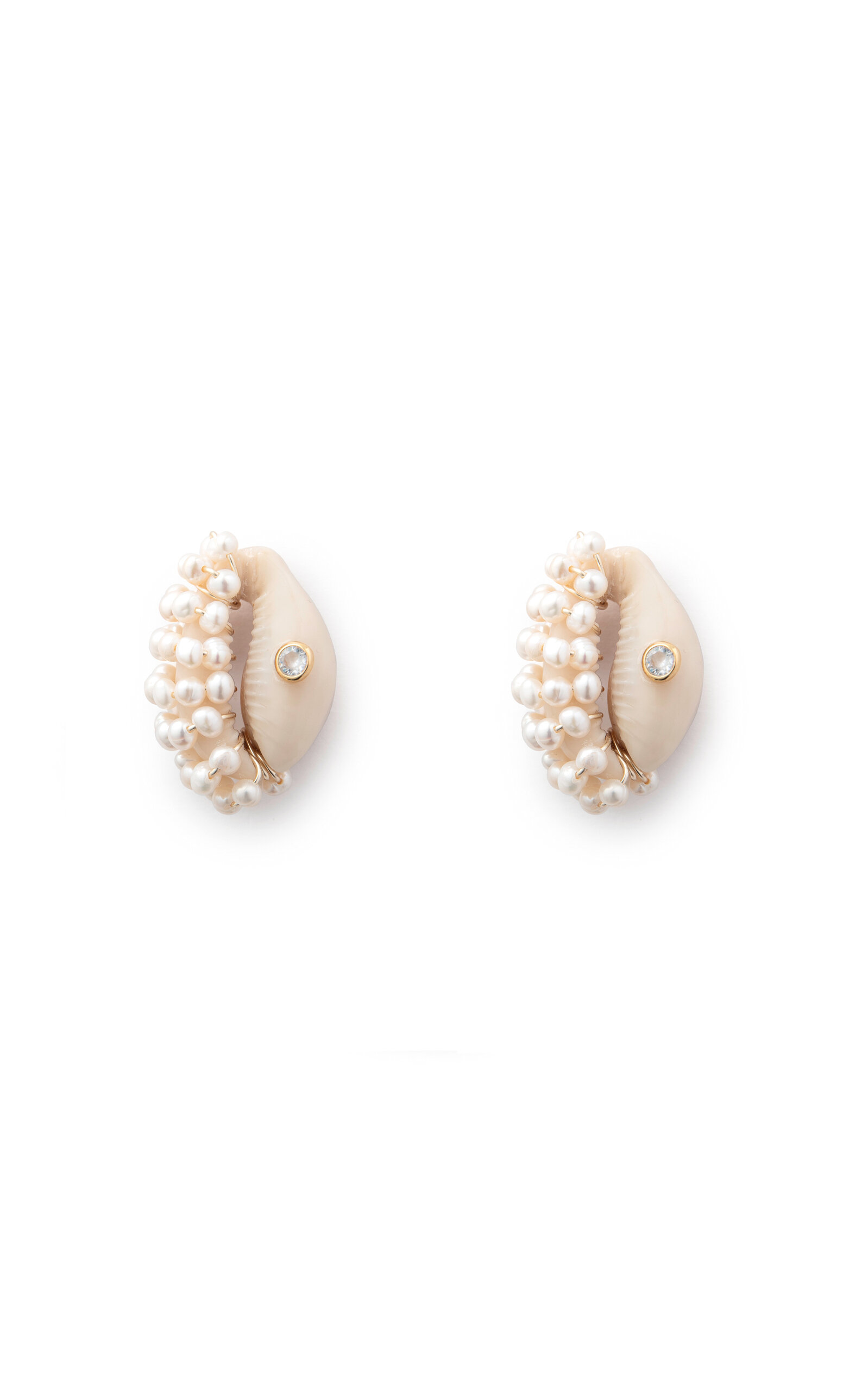 Shop Eliou Congo Pearl-embellished Shell Earrings In Silver