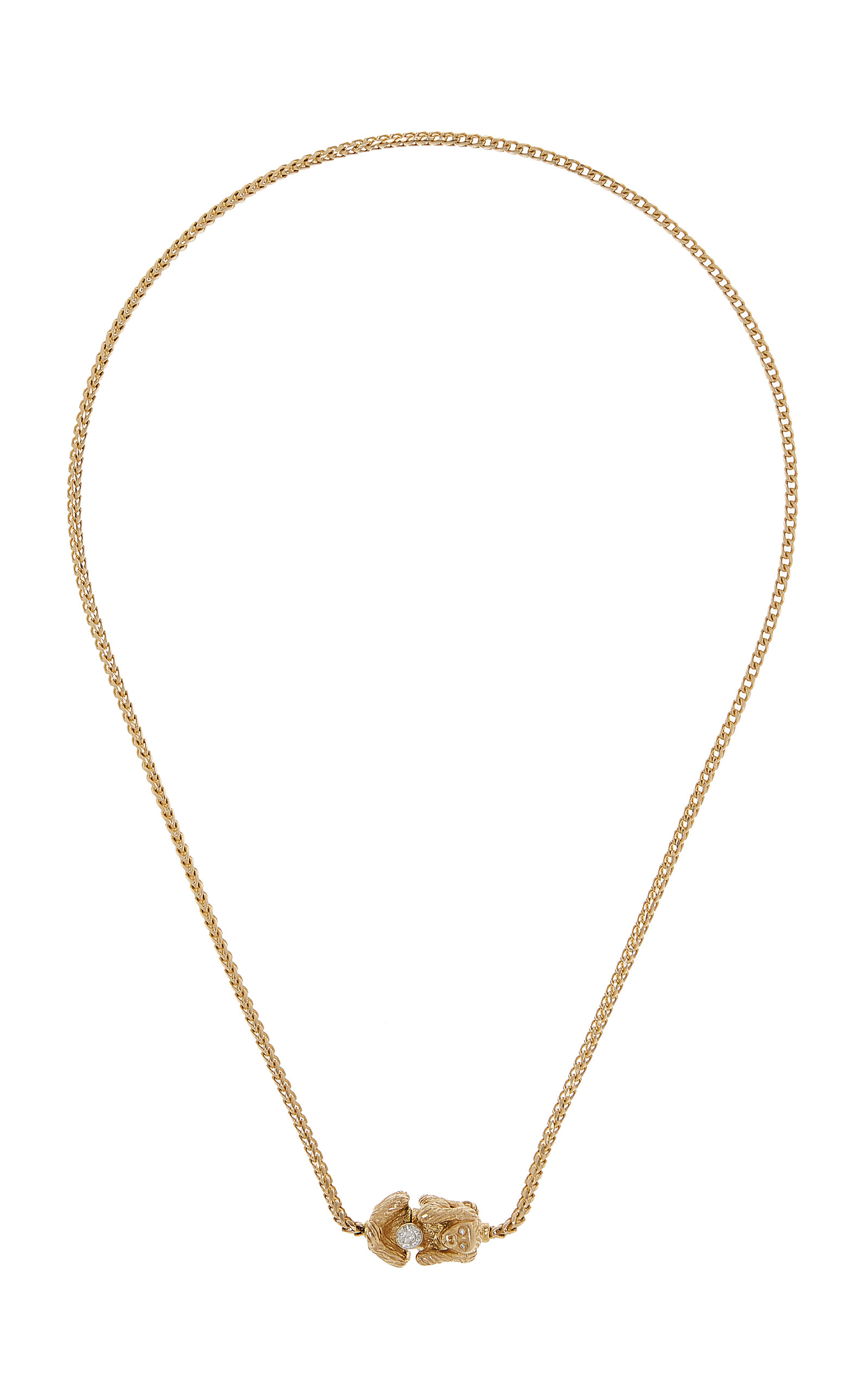 Wise Moneky 14K Yellow Gold Diamond Necklace