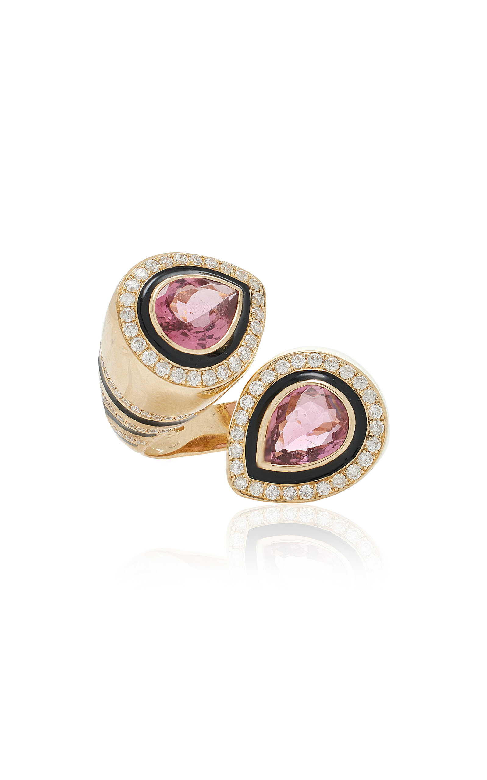 Shop Eden Presley Bypass 14k Yellow Gold Tourmaline Ring In Pink