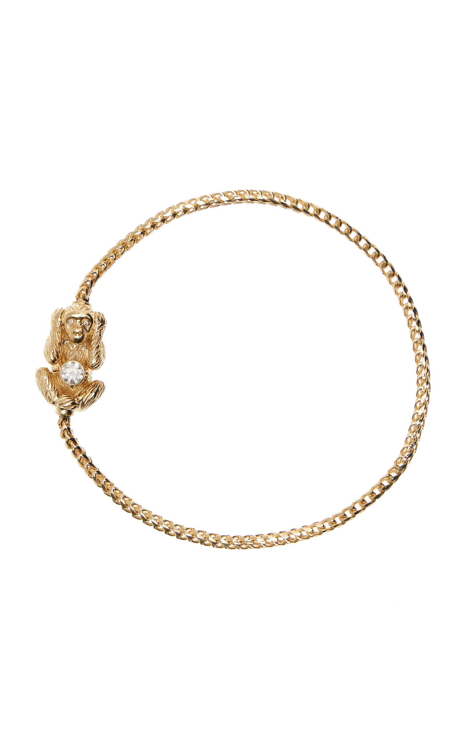 Hear No Evil 14K Yellow Gold Diamond Bracelet