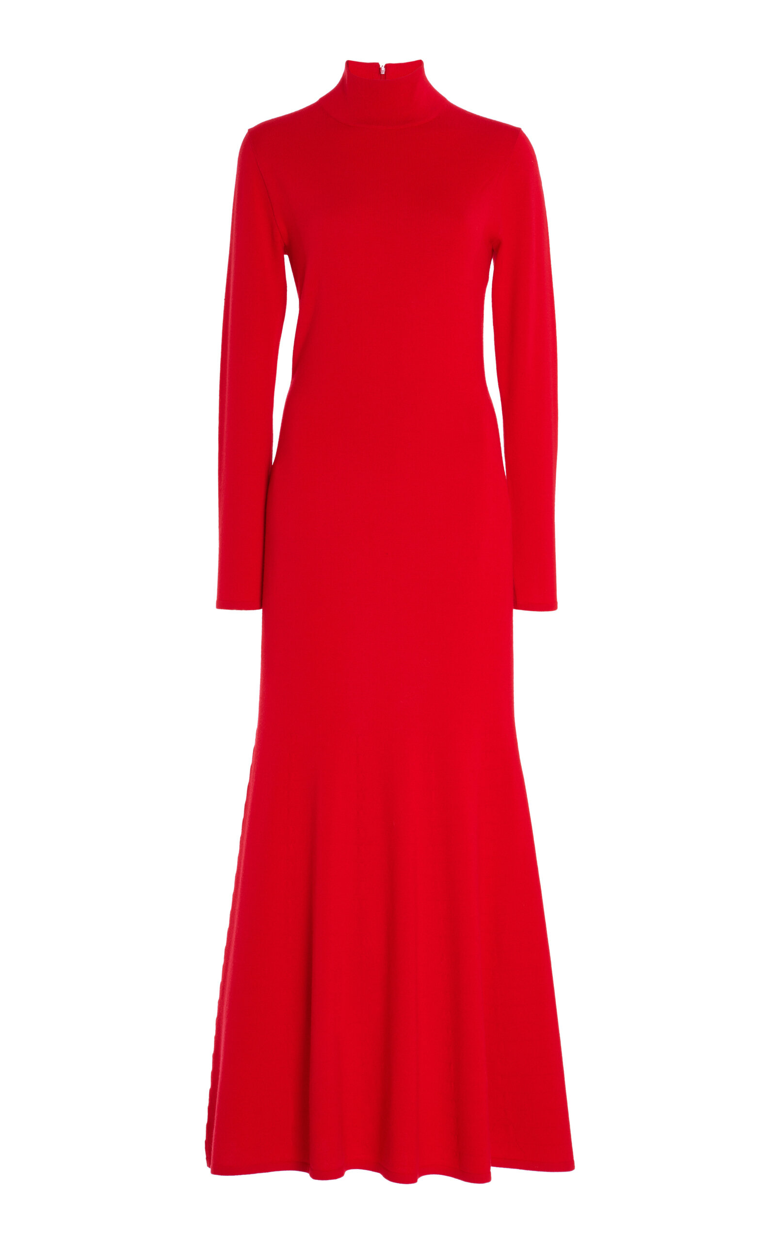 Carolina Herrera Turtleneck Virgin-Wool Midi Dress - Red - XS