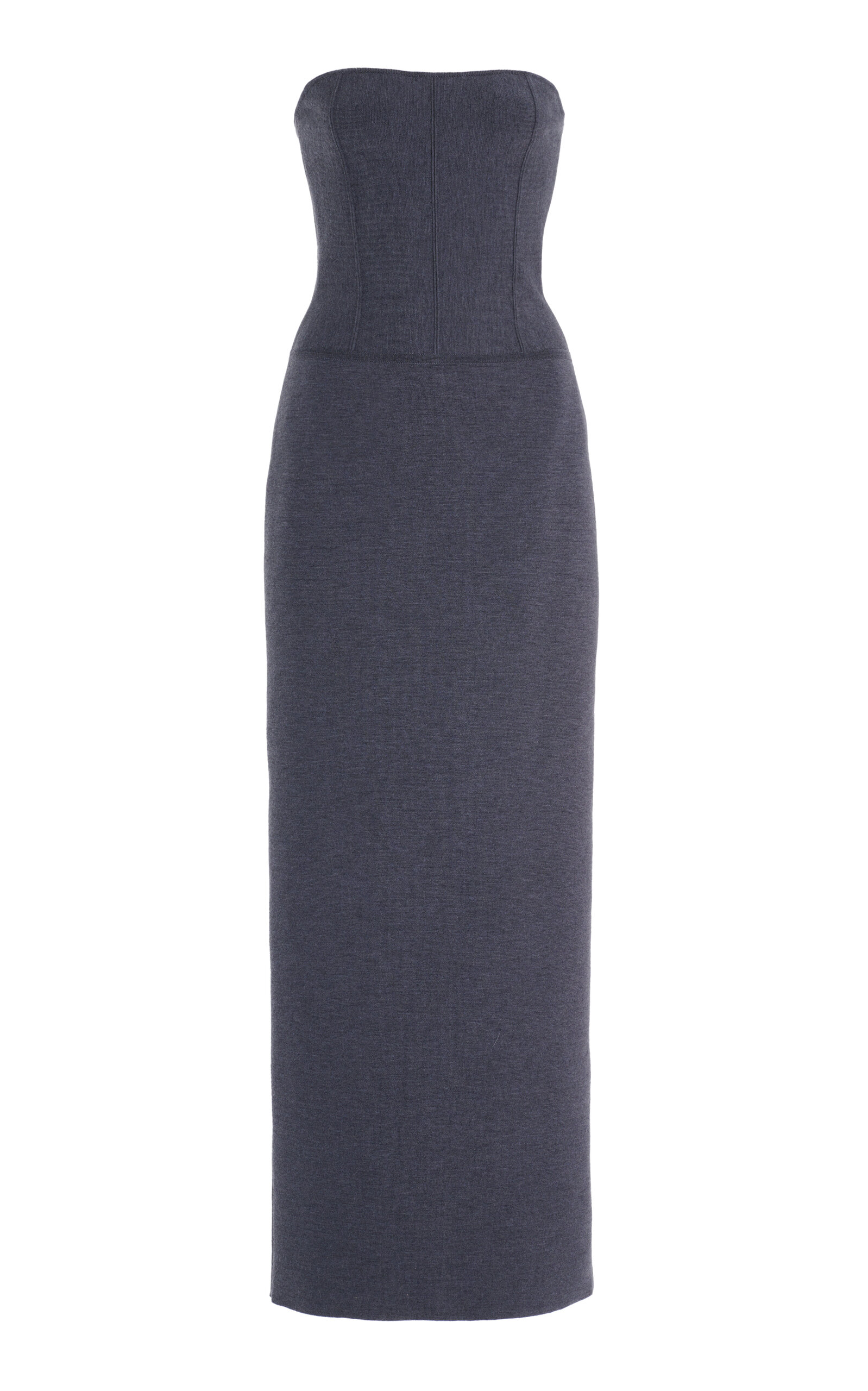 Carolina Herrera Strapless Corset Wool-blend Dress In Grey