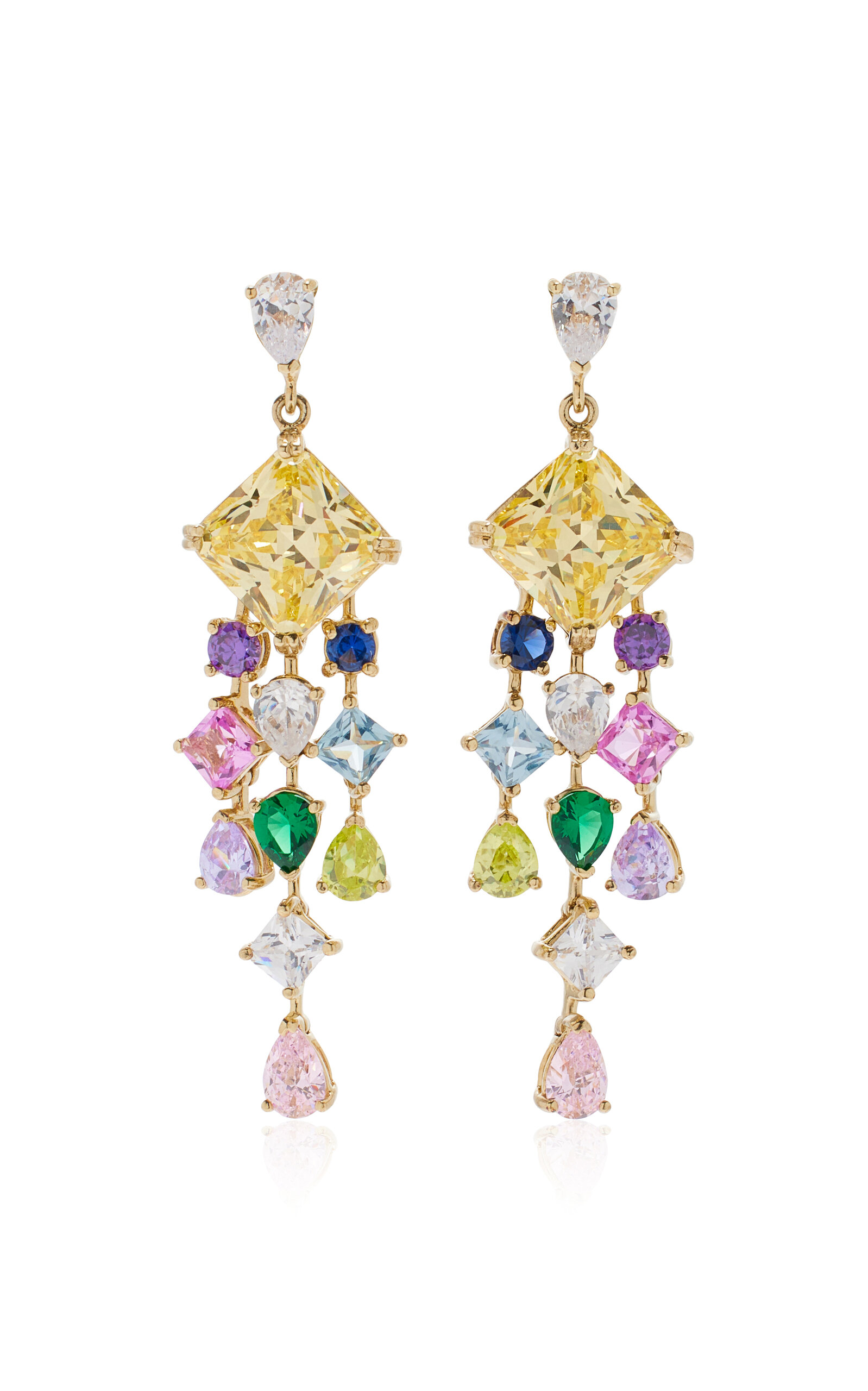 Anabela Chan Rainbow Asscher 18K Gold; Rhodium Vermeil Multi-Gem Earrings - Multi - OS - Moda Operandi