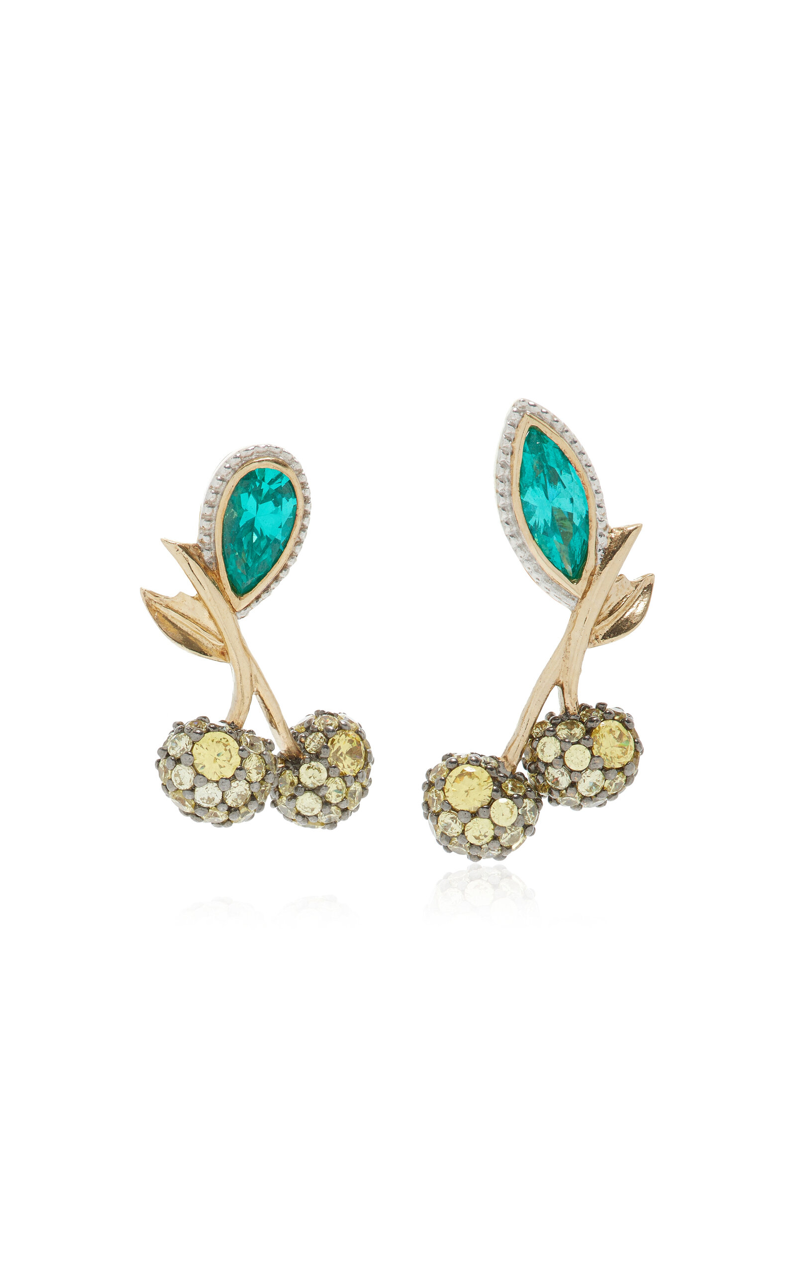 Shop Anabela Chan Cherry 18k Yellow Gold Vermeil Tourmaline; Sapphire; And Diamond Earrings In Multi