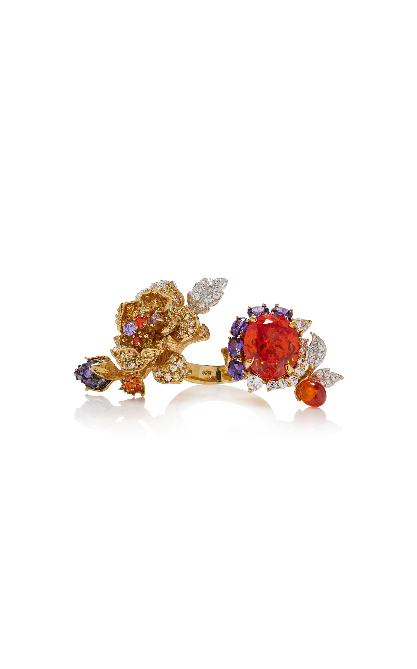Shop Anabela Chan Imperial Delphinium 18k Gold Vermeil Sapphire; Amethyst; And Diamond Ring In Multi