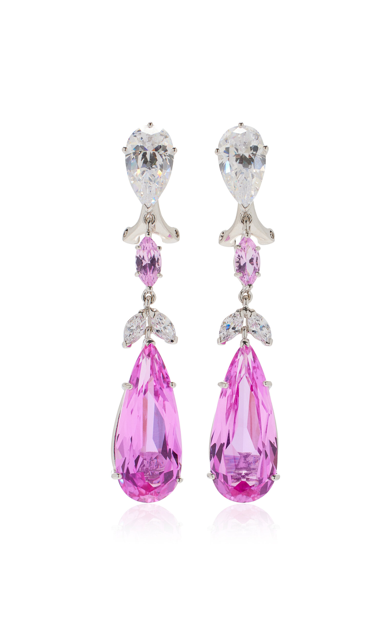 Shop Anabela Chan Calla Lily 18k White Gold; Rhodium Vermeil Sapphire; Diamond Earrings In Pink