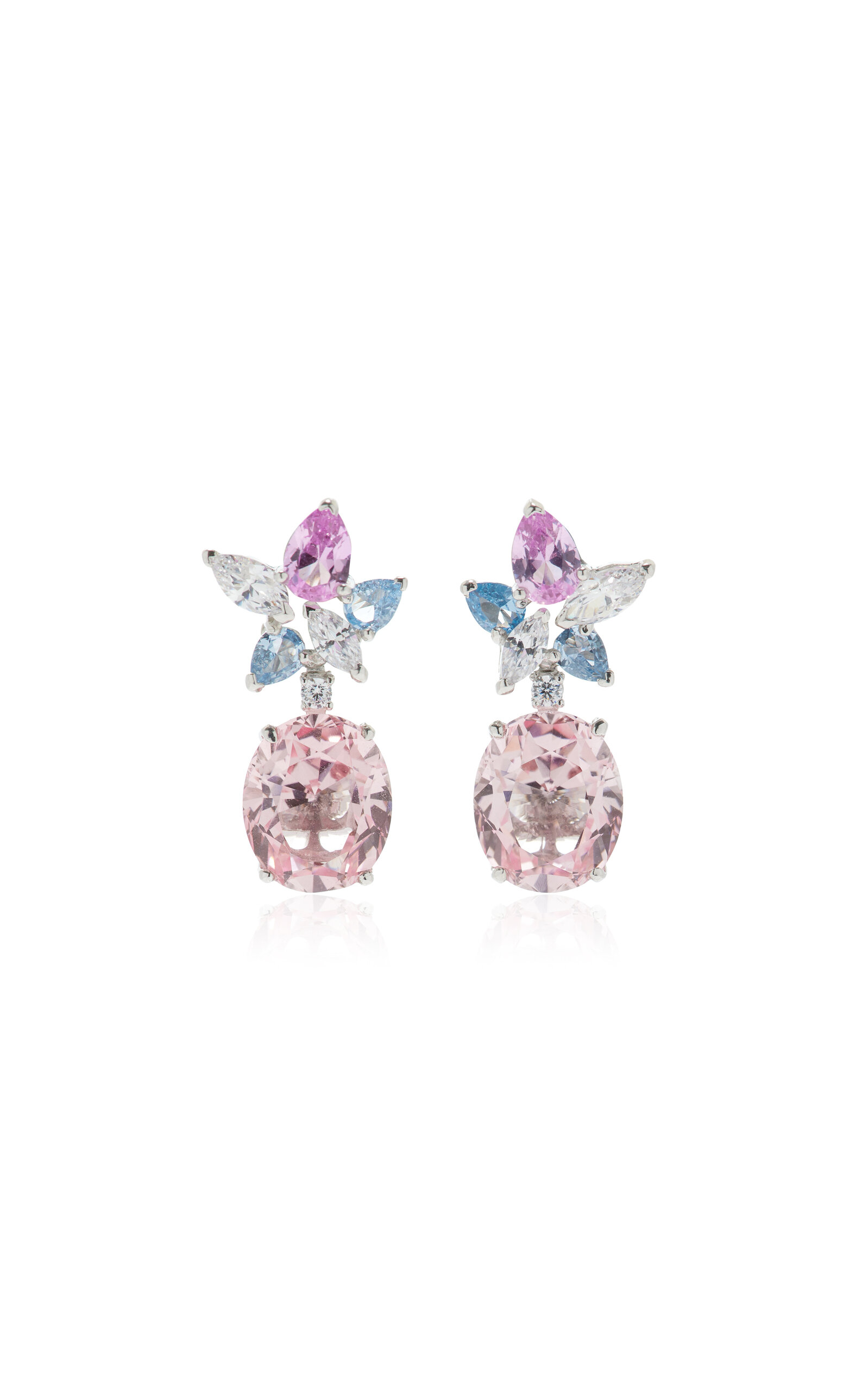 Shop Anabela Chan Lily 18k White Gold; Rhodium Vermeil Sapphire; Diamond Earrings In Pink