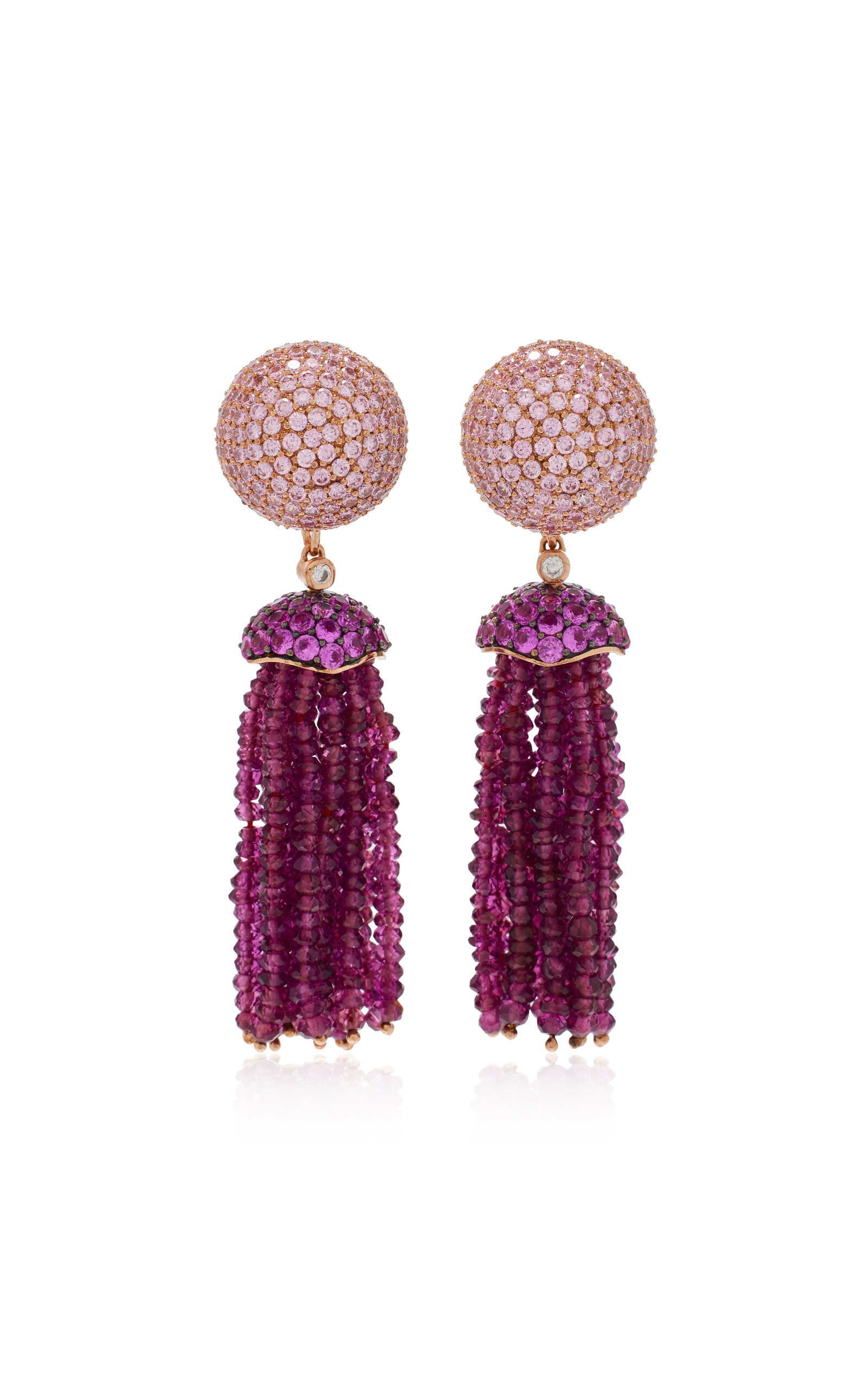 Shop Anabela Chan Bauble Tassel 18k Rose Gold Vermeil Sapphire; Garnet Earrings In Pink