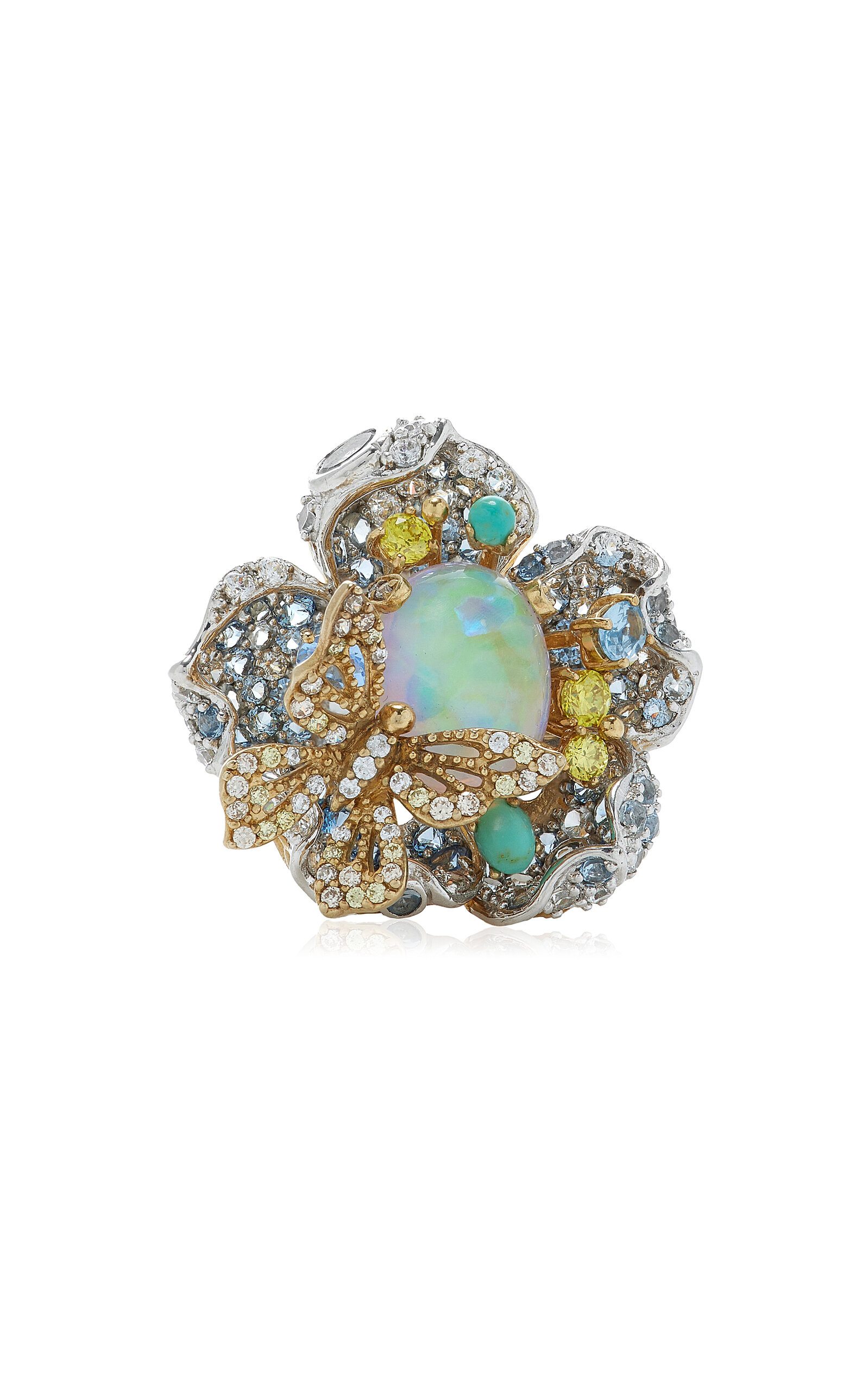 Shop Anabela Chan Bloom 18k Gold; Rhodium Opal Ring In Multi