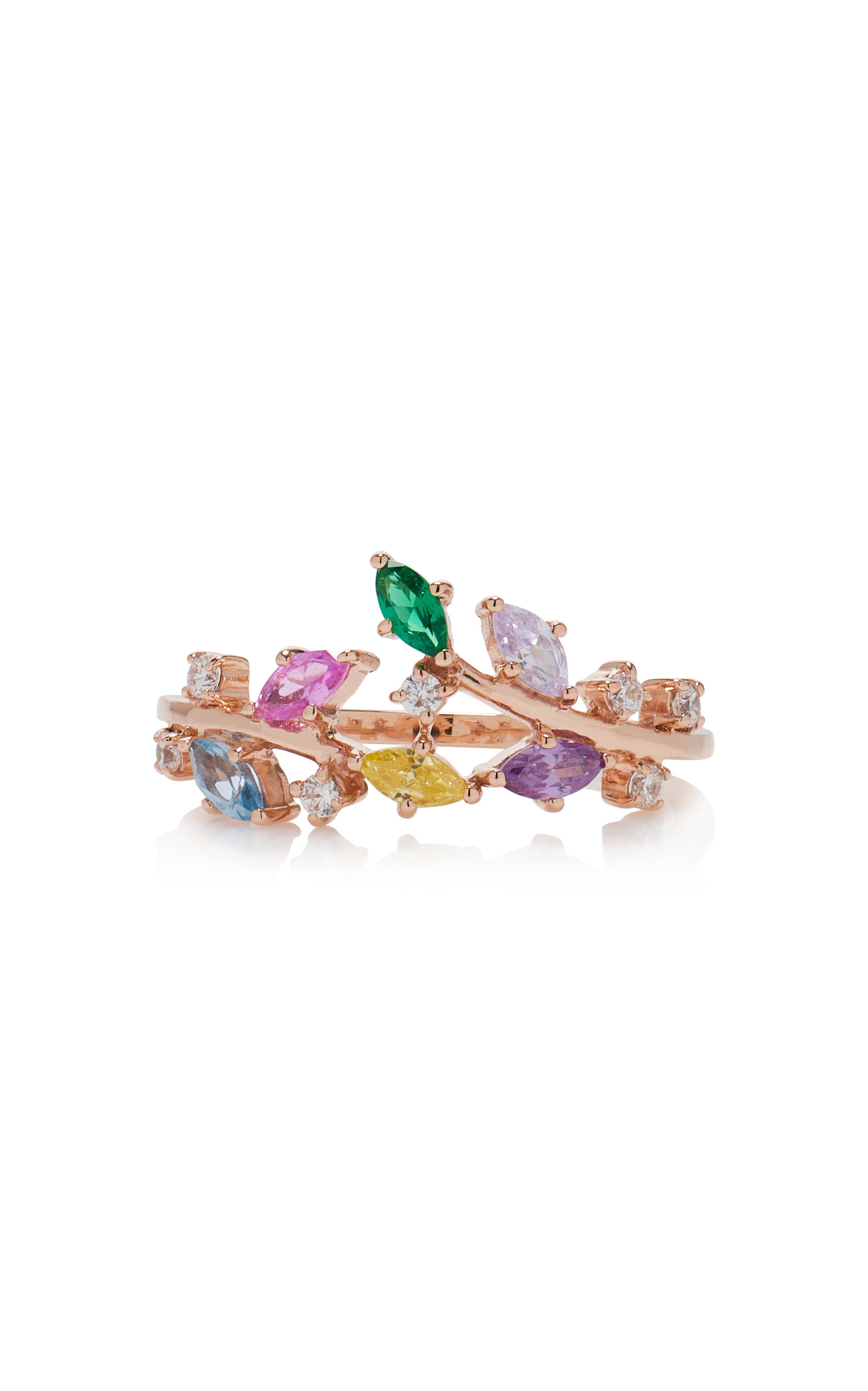 Shop Anabela Chan Rainbow Ivy 18k Yellow Gold Vermeil Multi-gem Ring