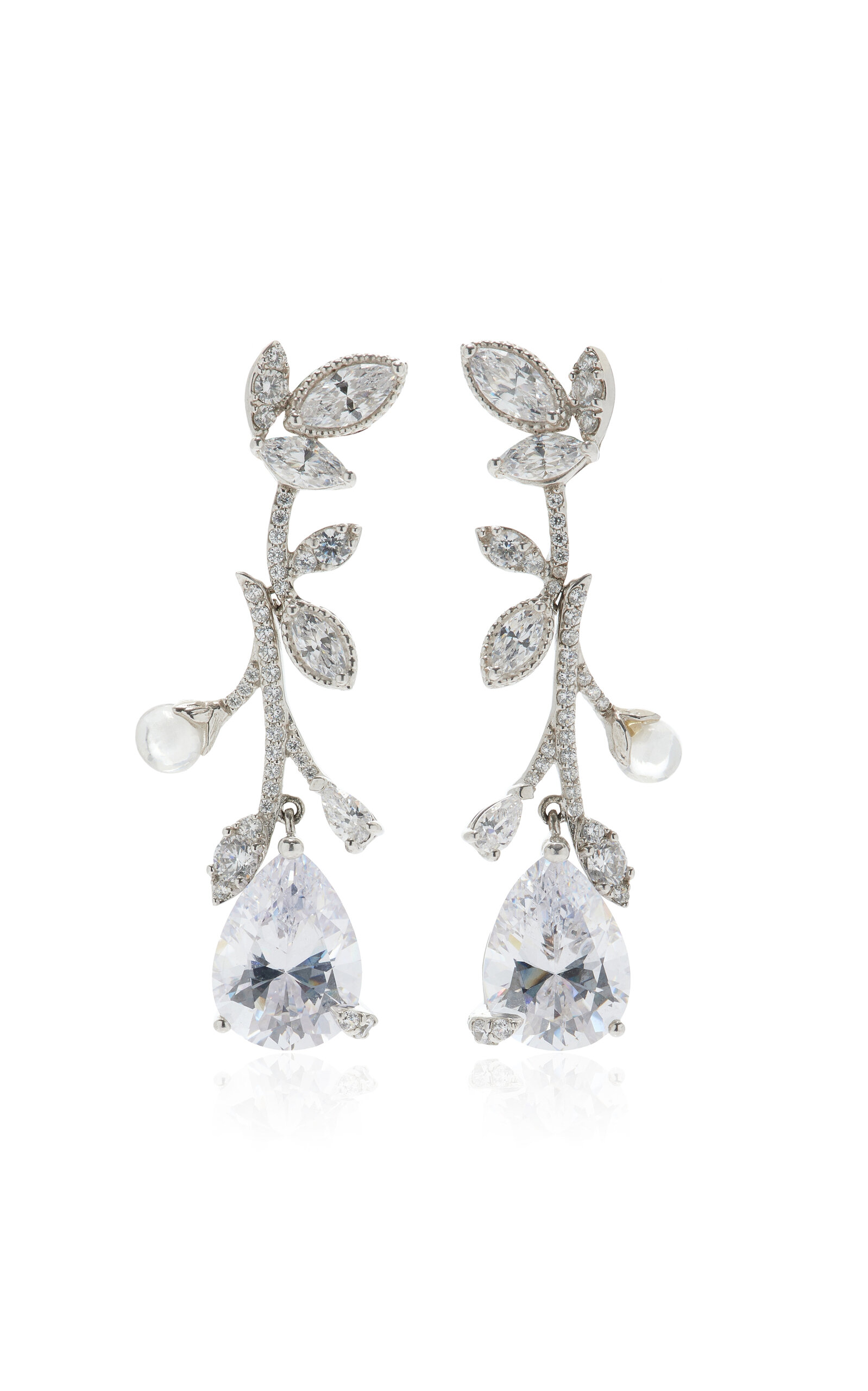 Shop Anabela Chan Citrus Vine 18k White Gold; Rhodium Vermeil Diamond Earrings