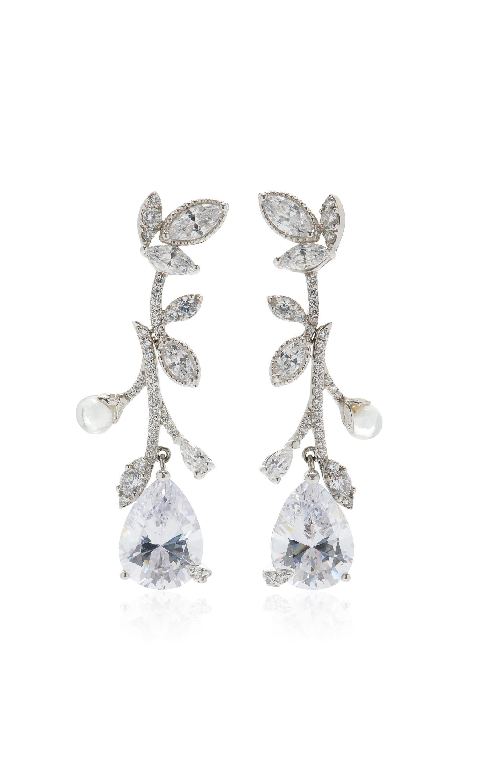 Anabela Chan Citrus Vine 18k White Gold; Rhodium Vermeil Diamond Earrings In White