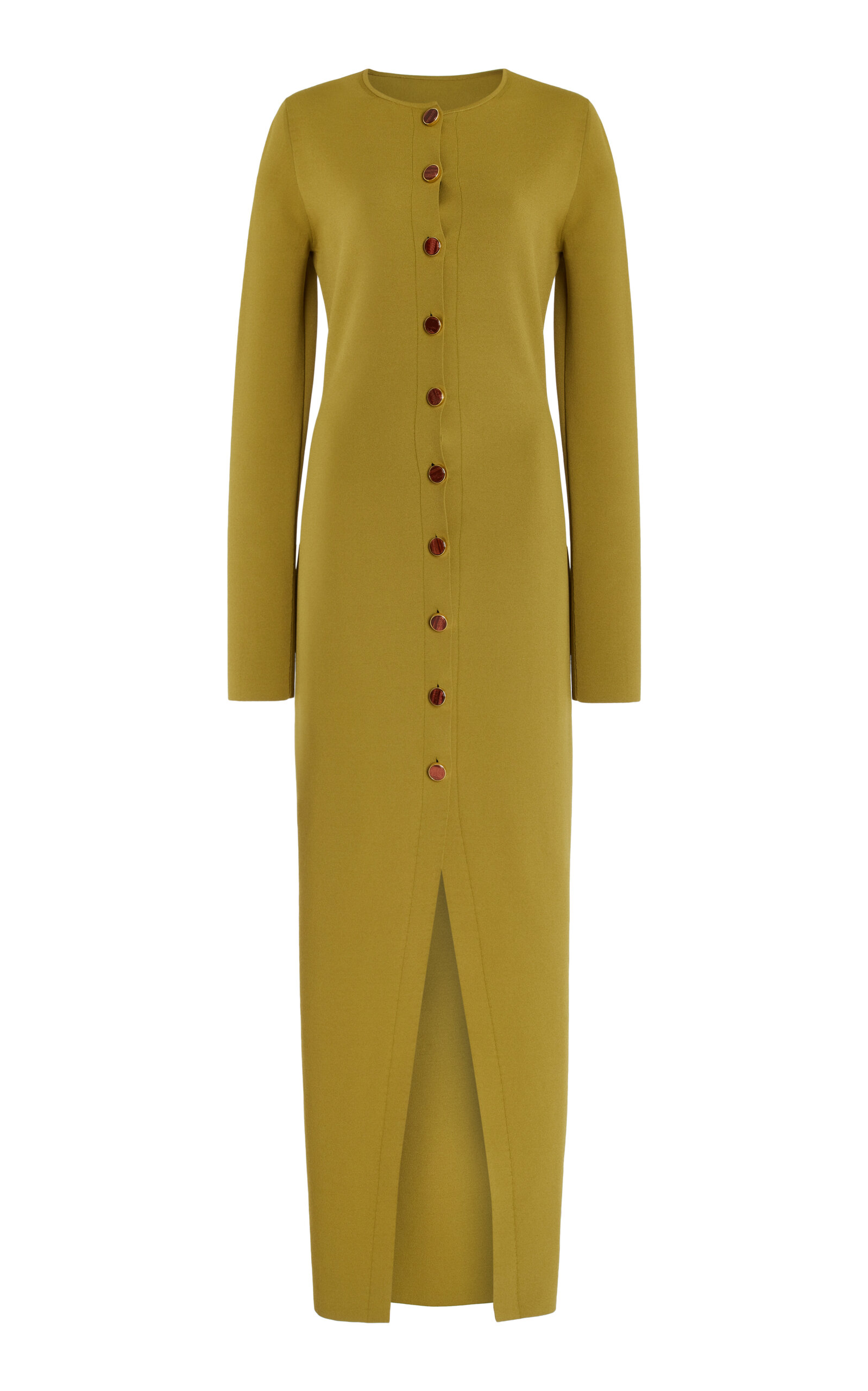 Brandon Maxwell The Emm Cardigan Midi Dress In Green