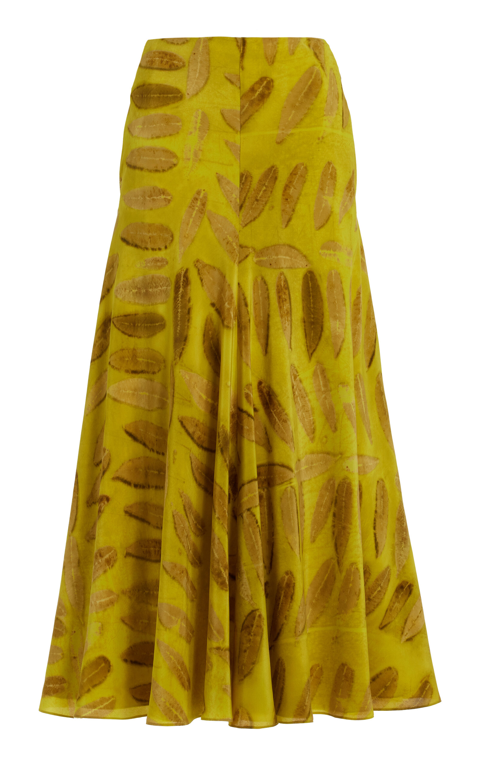 Brandon Maxwell The Millie Silk Flared Midi Skirt In Yellow