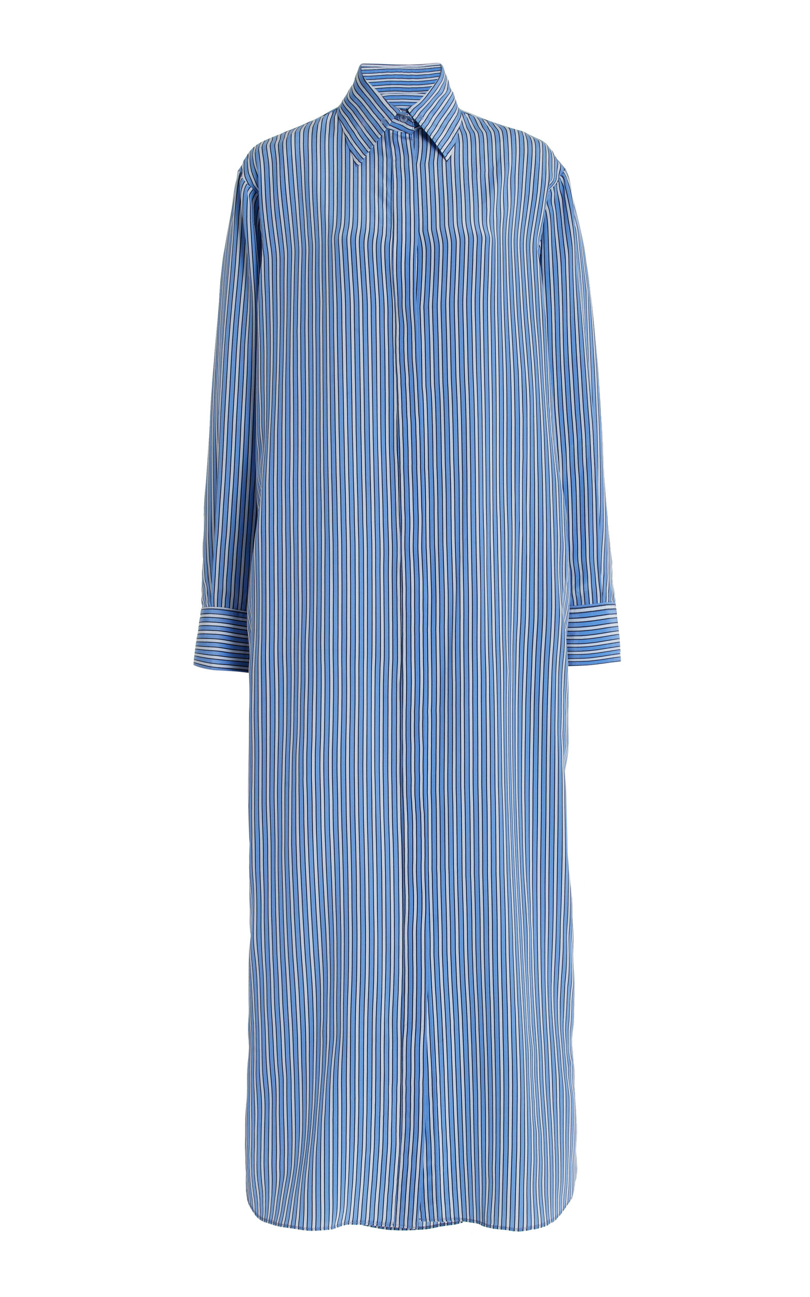 Brandon Maxwell The Isa Button Up Shirt Midi Dress - Blue