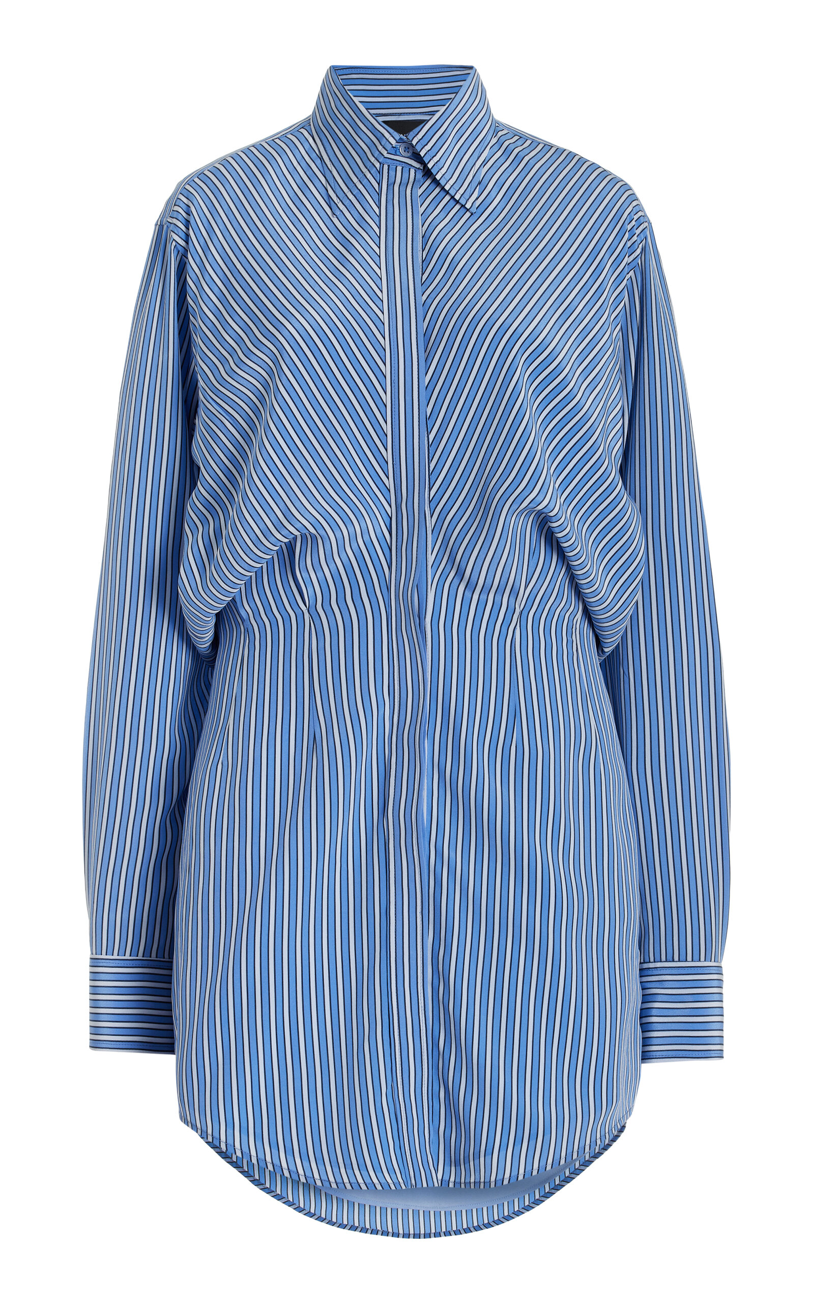 Brandon Maxwell The Vera Silk Shirt Midi Dress In Blue