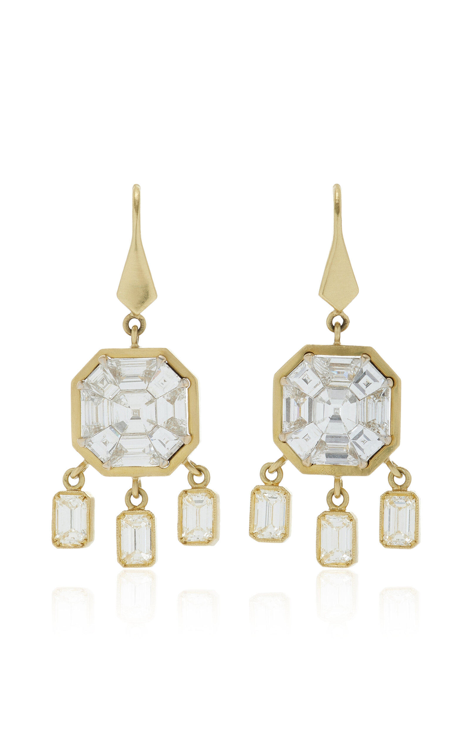 Shop Sylva & Cie Mosaic 18k Yellow Gold Diamond Earrings