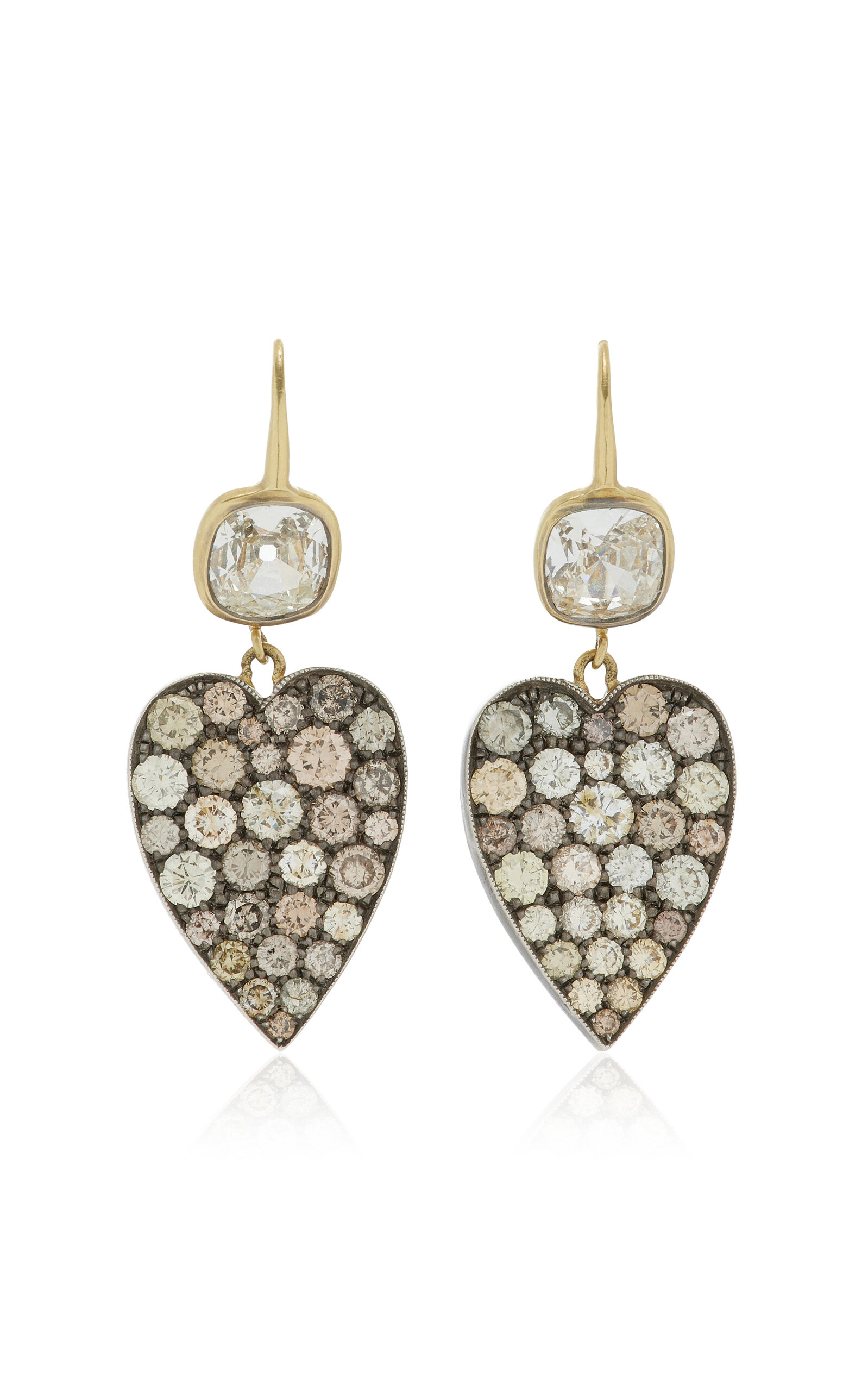 Shop Sylva & Cie One-of-a-kind Ten Table 18k Yellow Gold Diamond Heart Earrings
