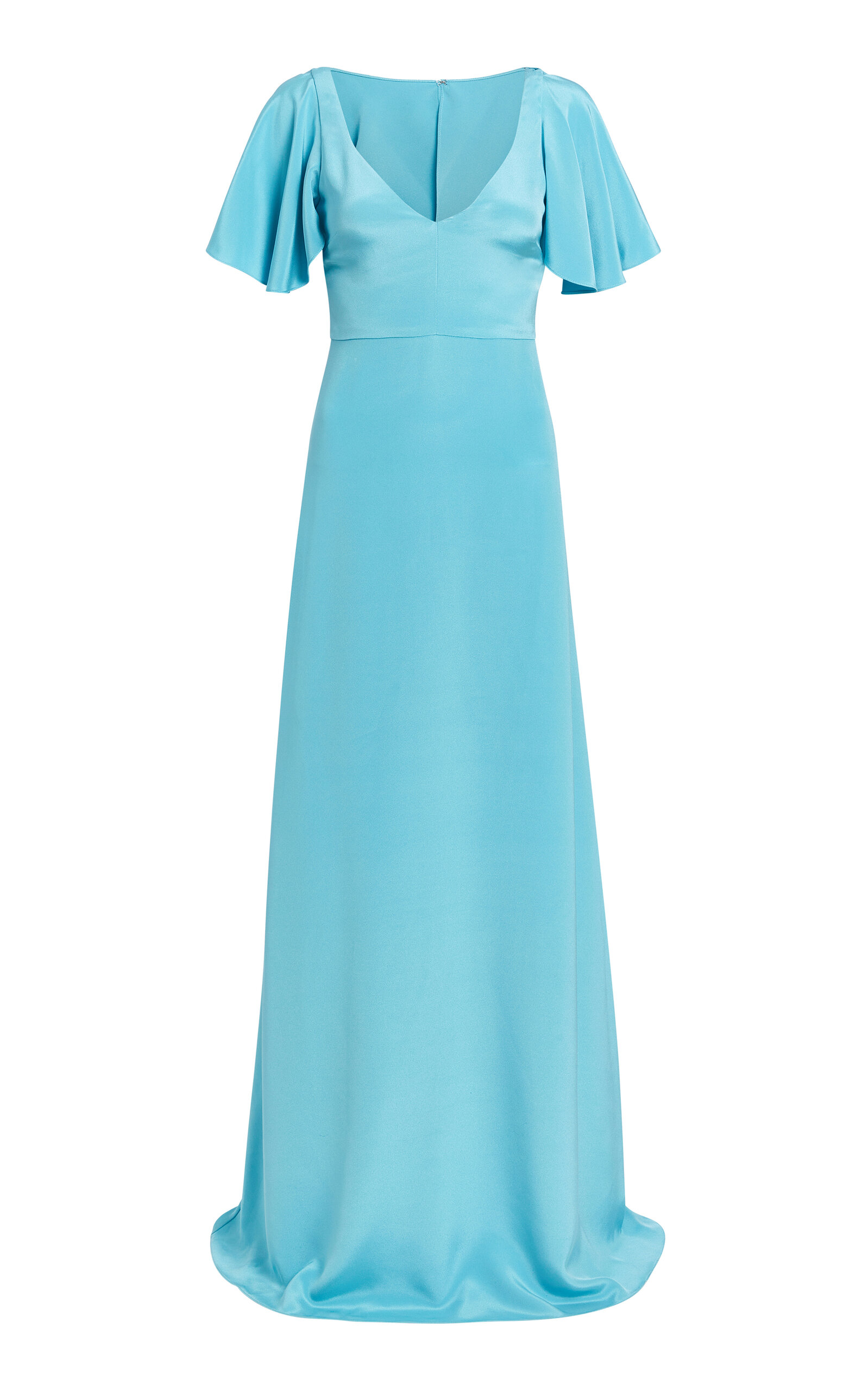 Nicola Silk Crepe Capelet Open Back Gown