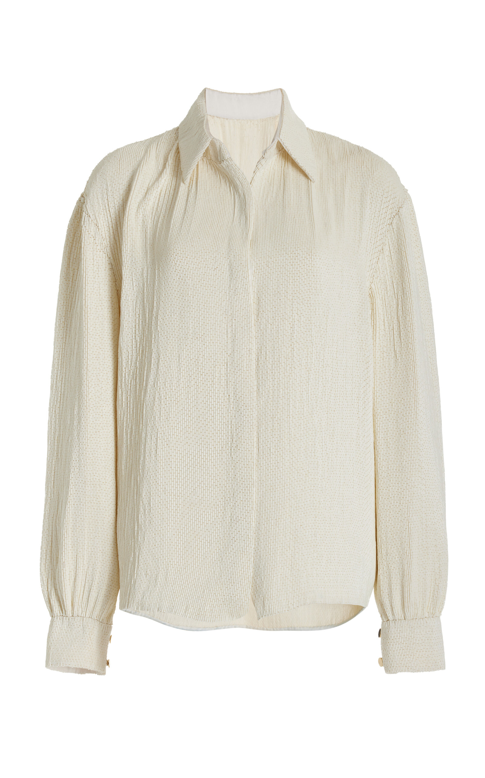 Sergio Hudson Bead-embellished Silk Top In White