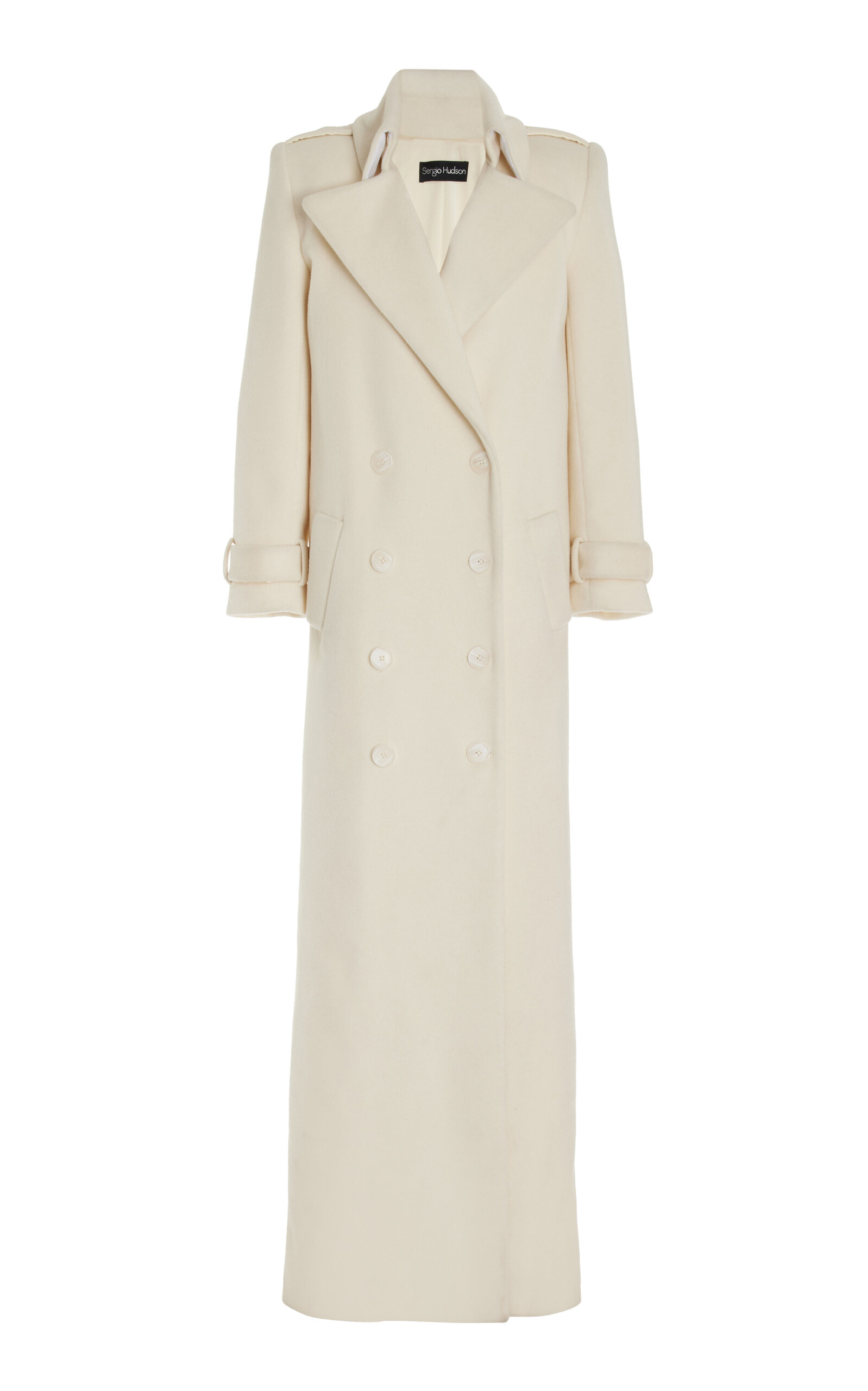 Sergio Hudson Wool Maxi Coat - White