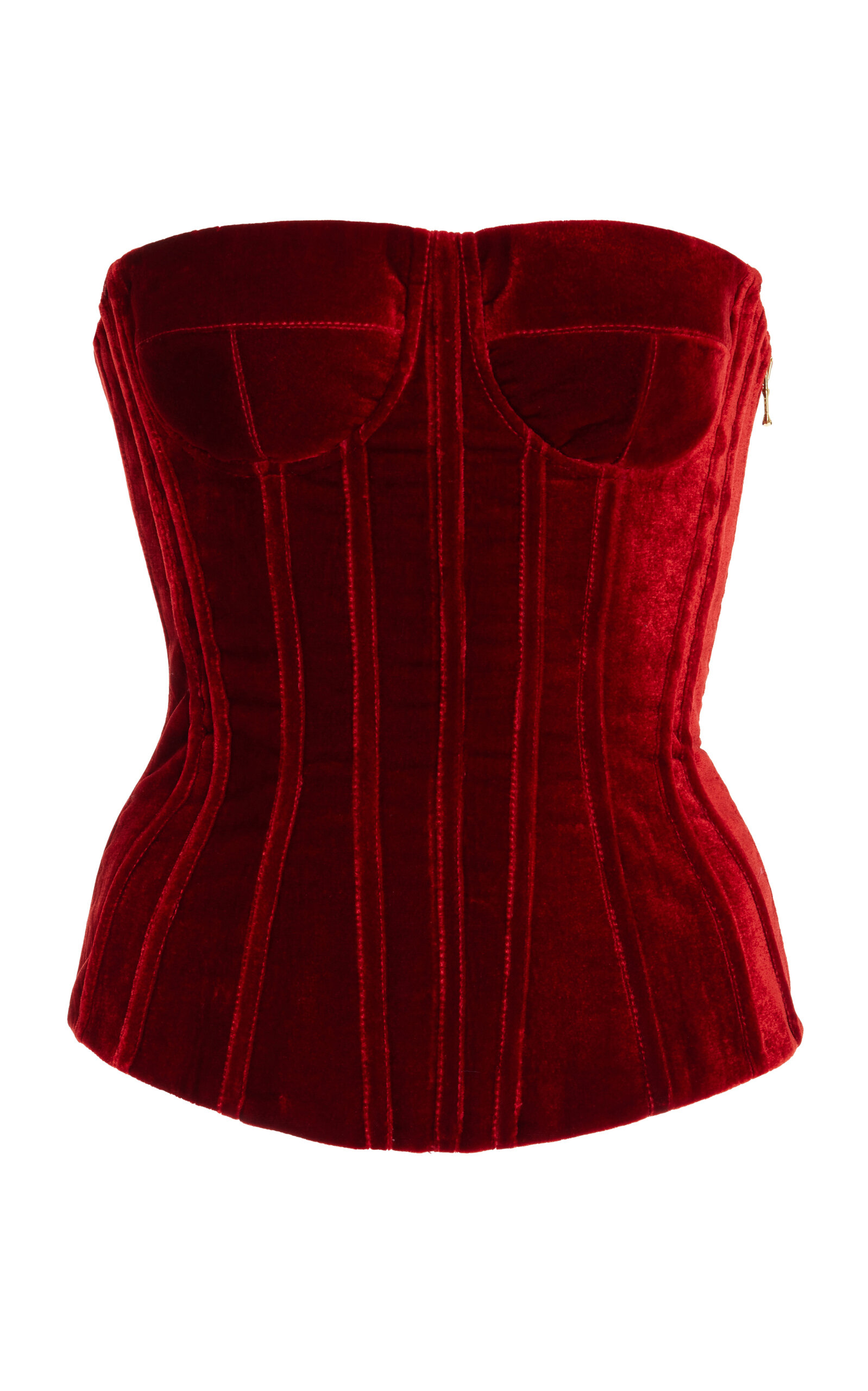 Sergio Hudson Strapless Velvet Corset Top