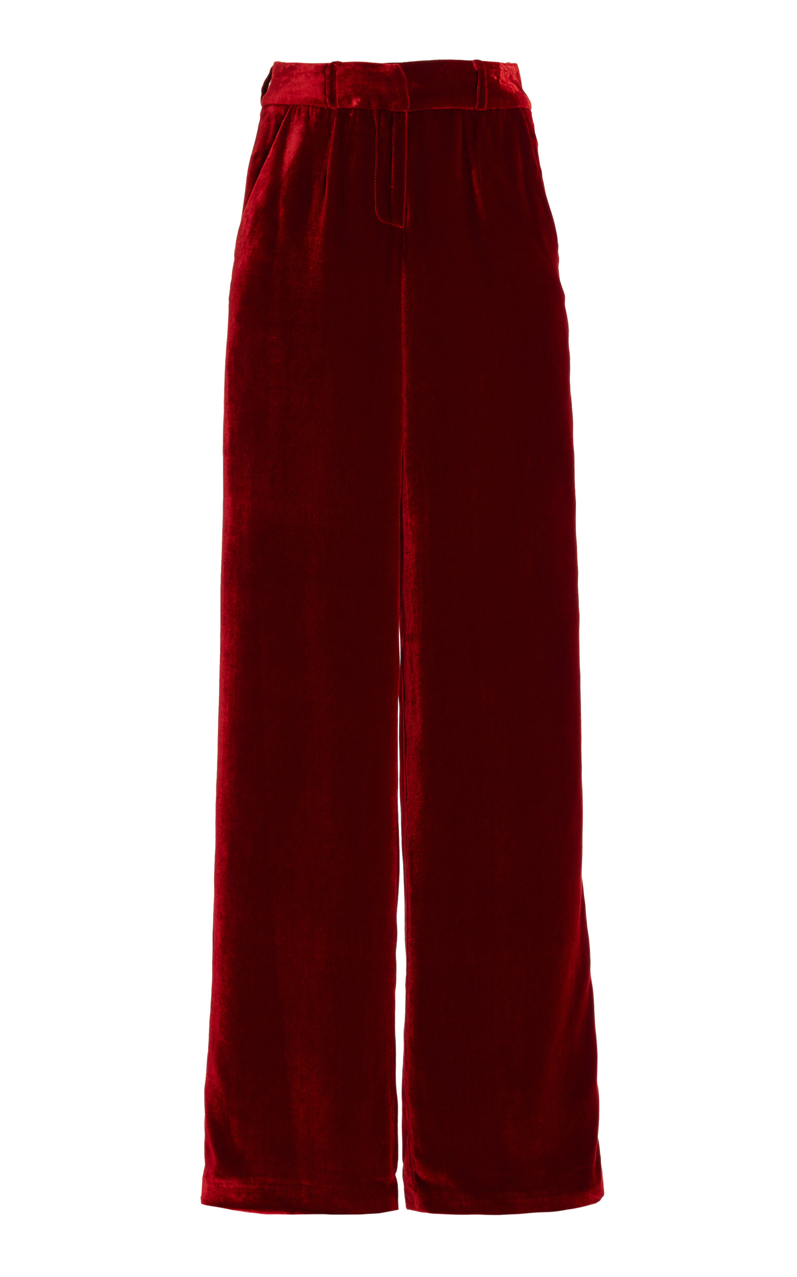Sergio Hudson Mid-Rise Velvet Wide-Leg Pants - Red - Women's Clothing