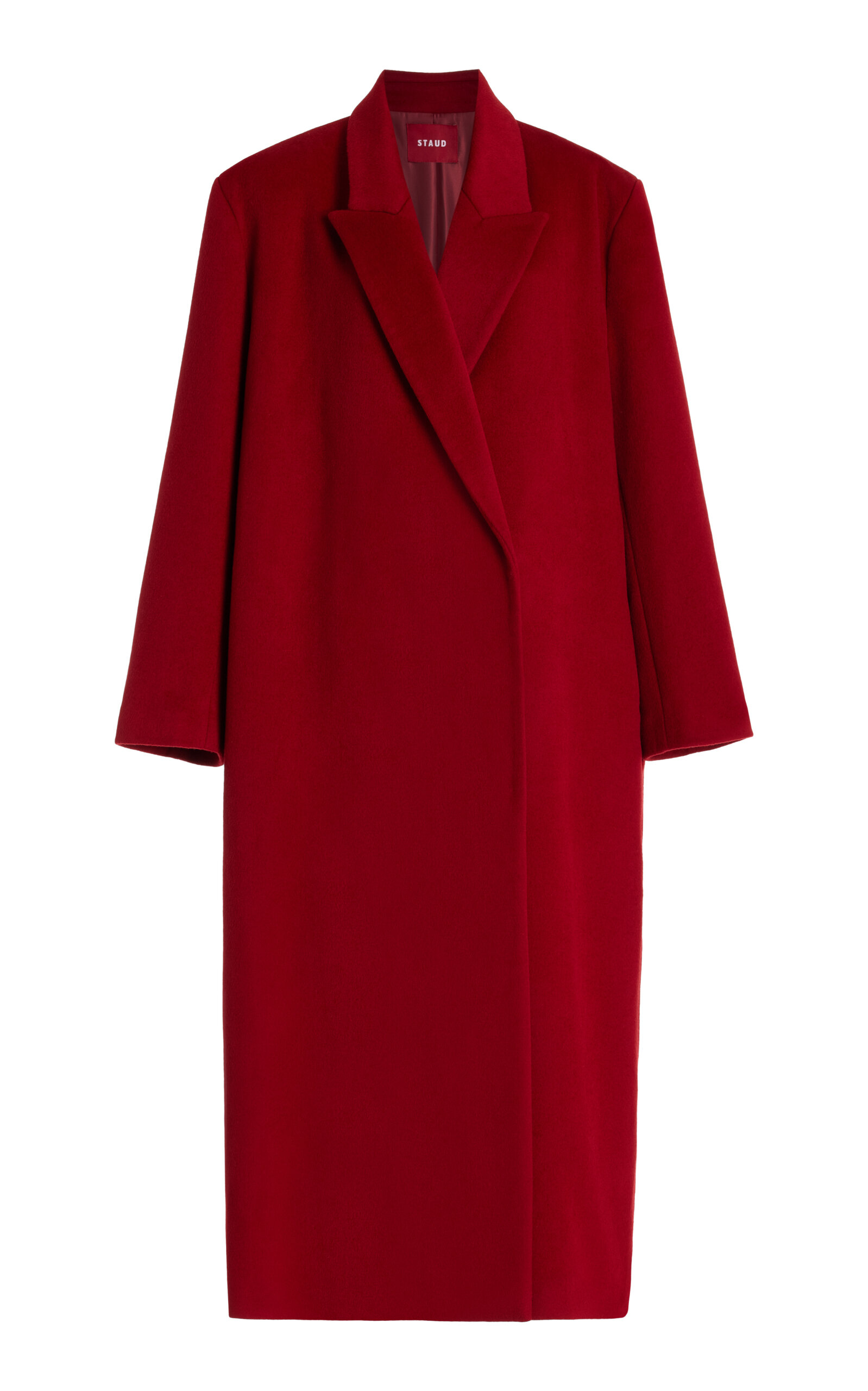STAUD Serge Oversized Wool Crepe Coat - Red