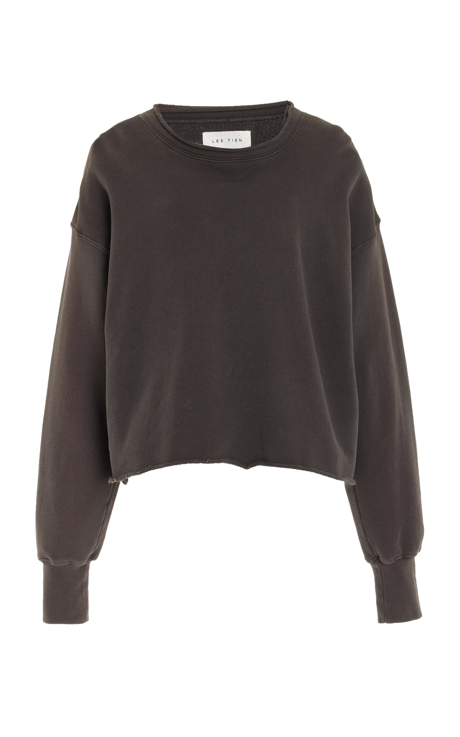 Shop Les Tien Riley Raw-edge Cotton Sweatshirt In Grey