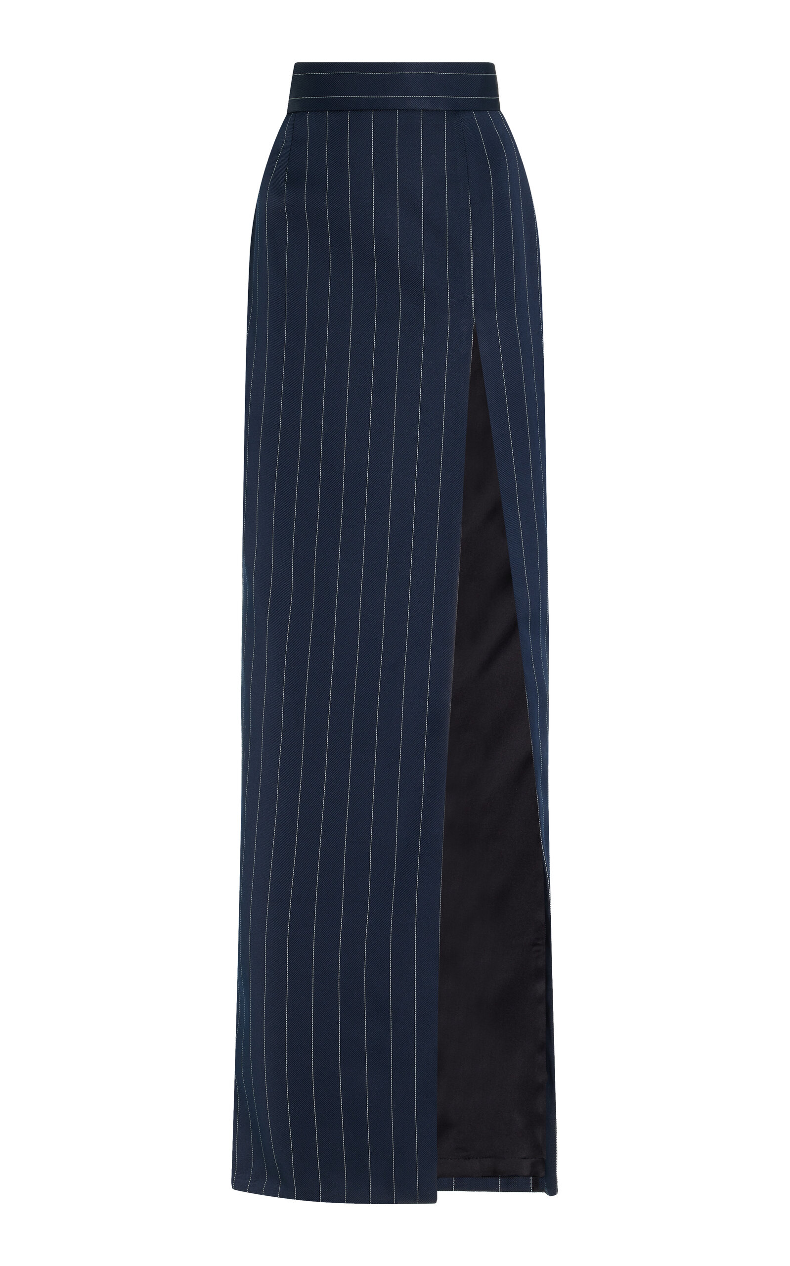 Slit Detailed Pinstripe Midi Skirt