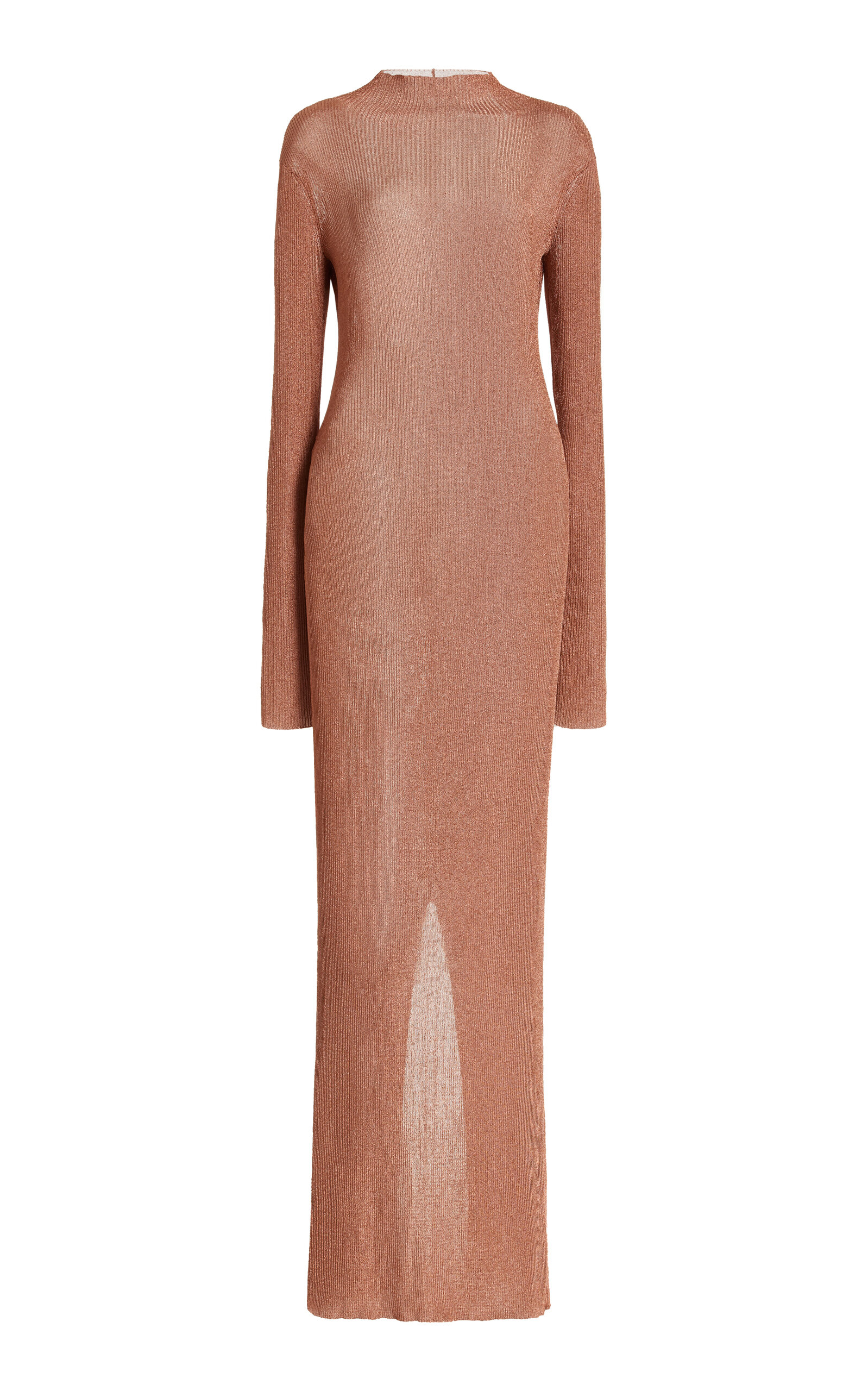 LaQuan Smith Ribbed-Knit Lurex Gown - Metallic