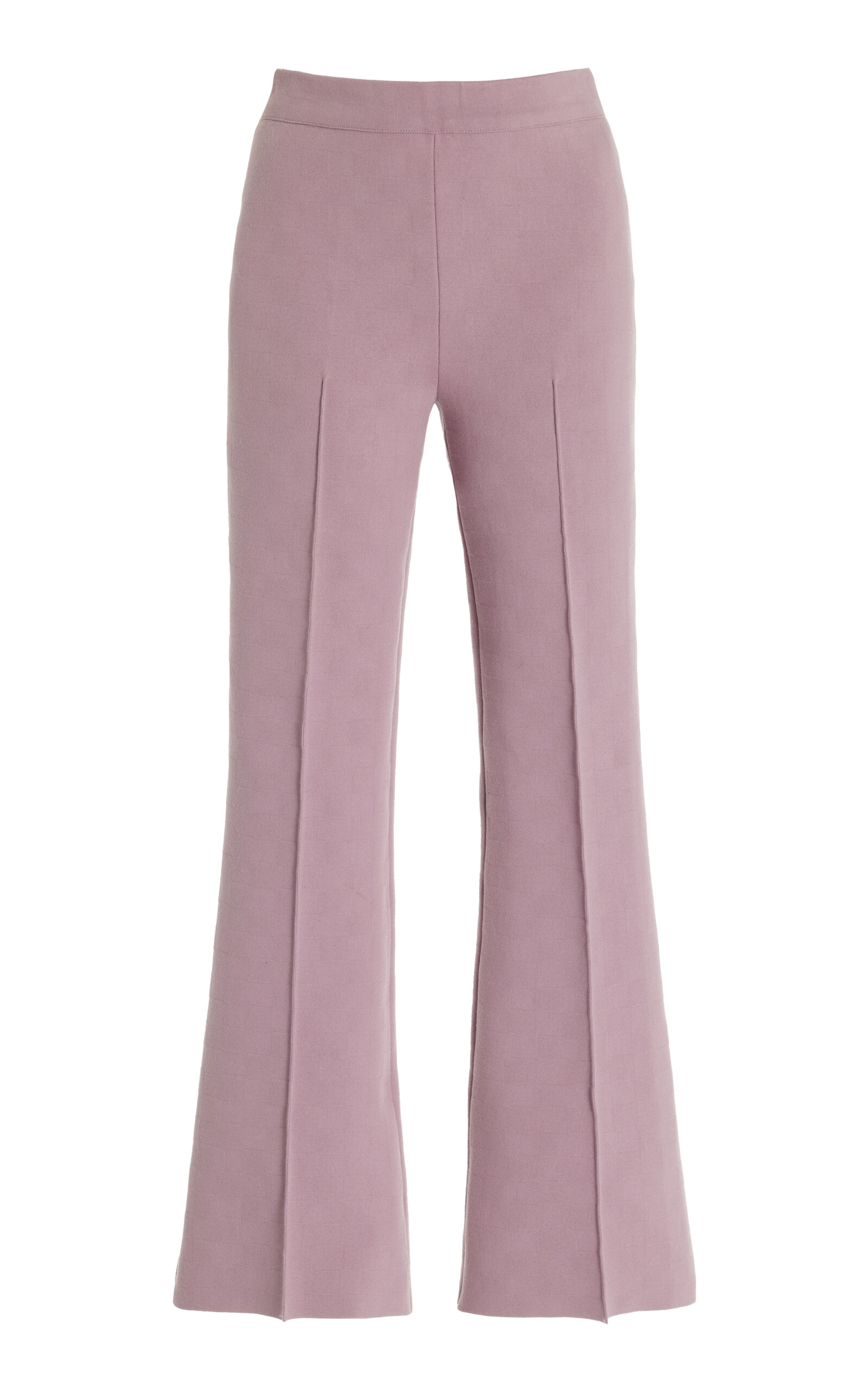 High Sport Kick Stretch-Cotton Knit Cropped Flared Pants