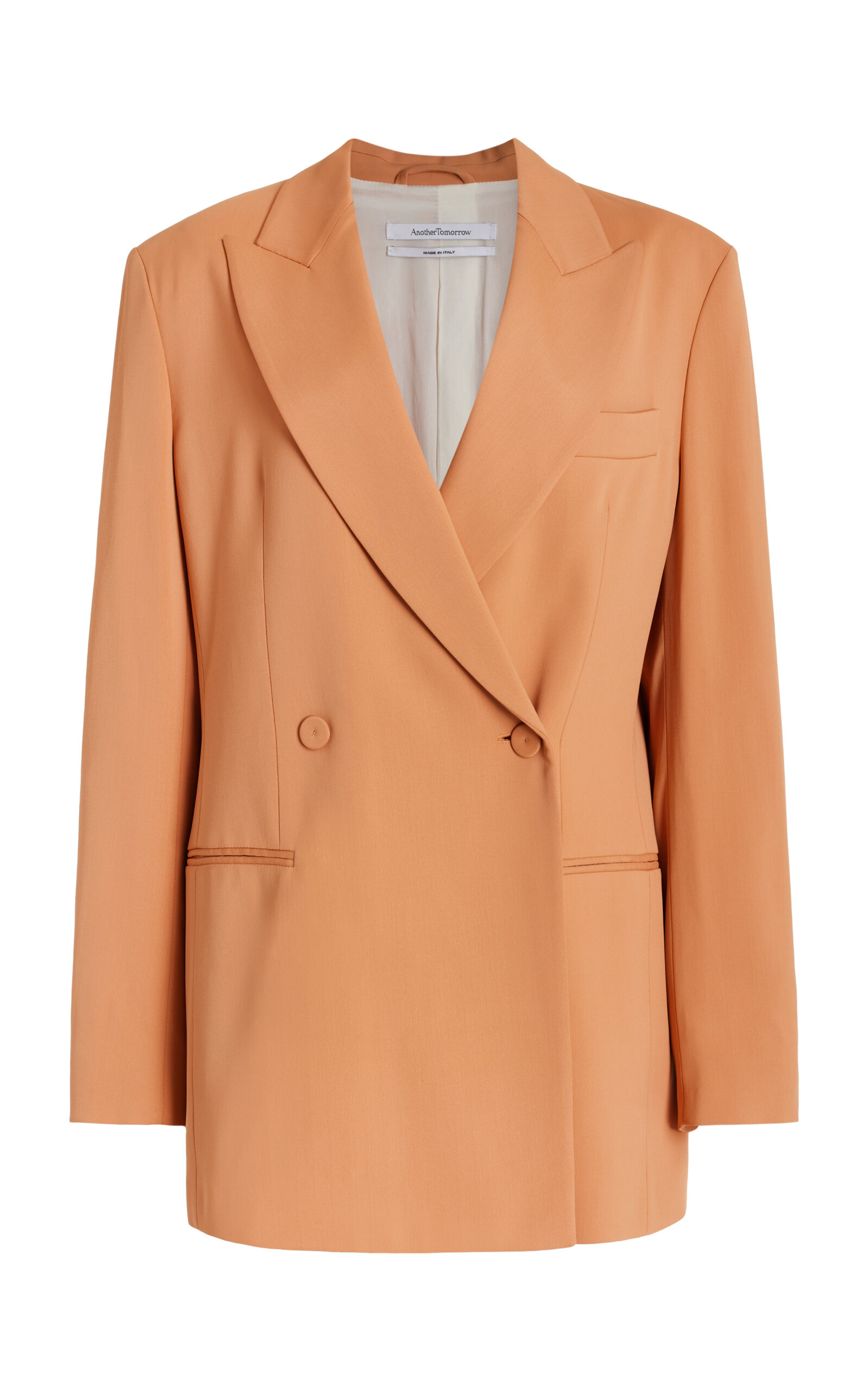 Fluid Crepe Double-Breasted Blazer