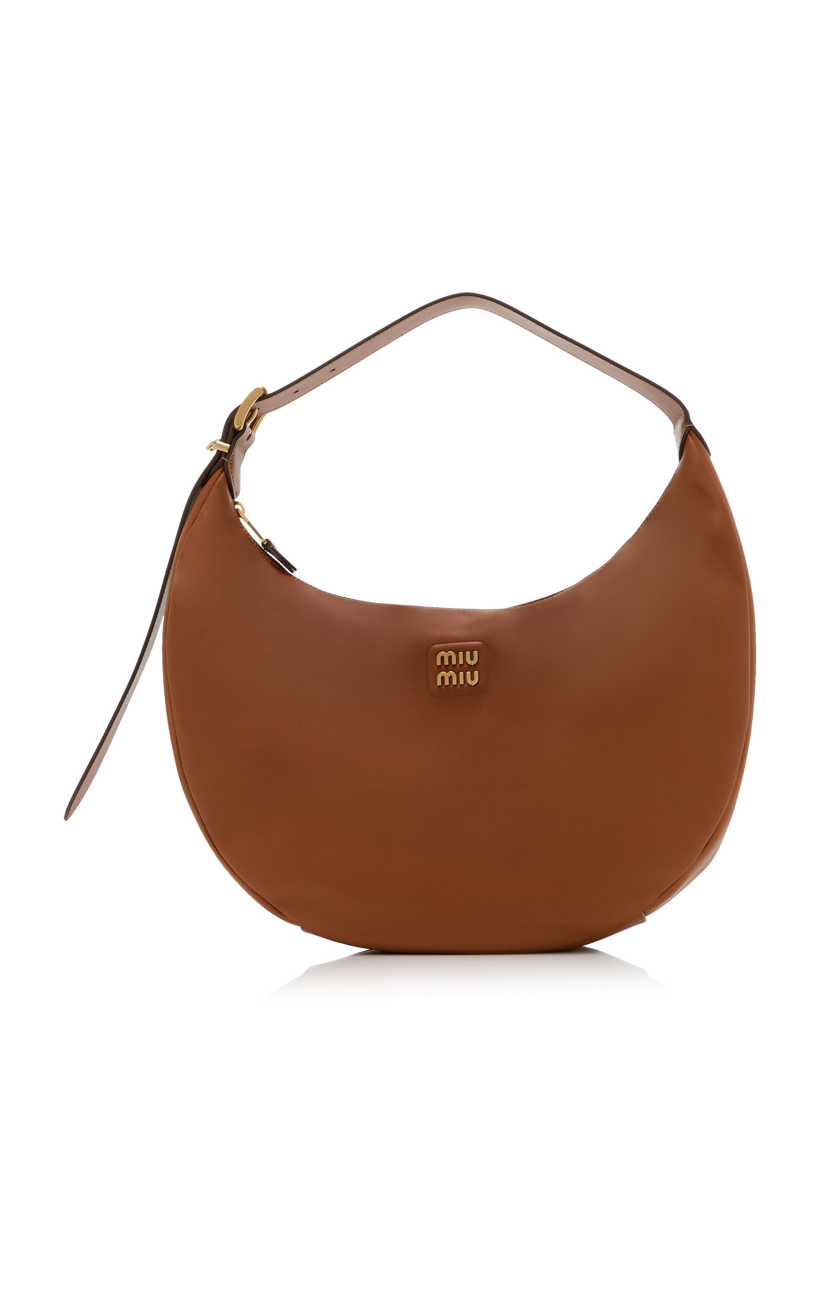Miu Miu - Leather Hobo Bag - Brown - OS - Moda Operandi