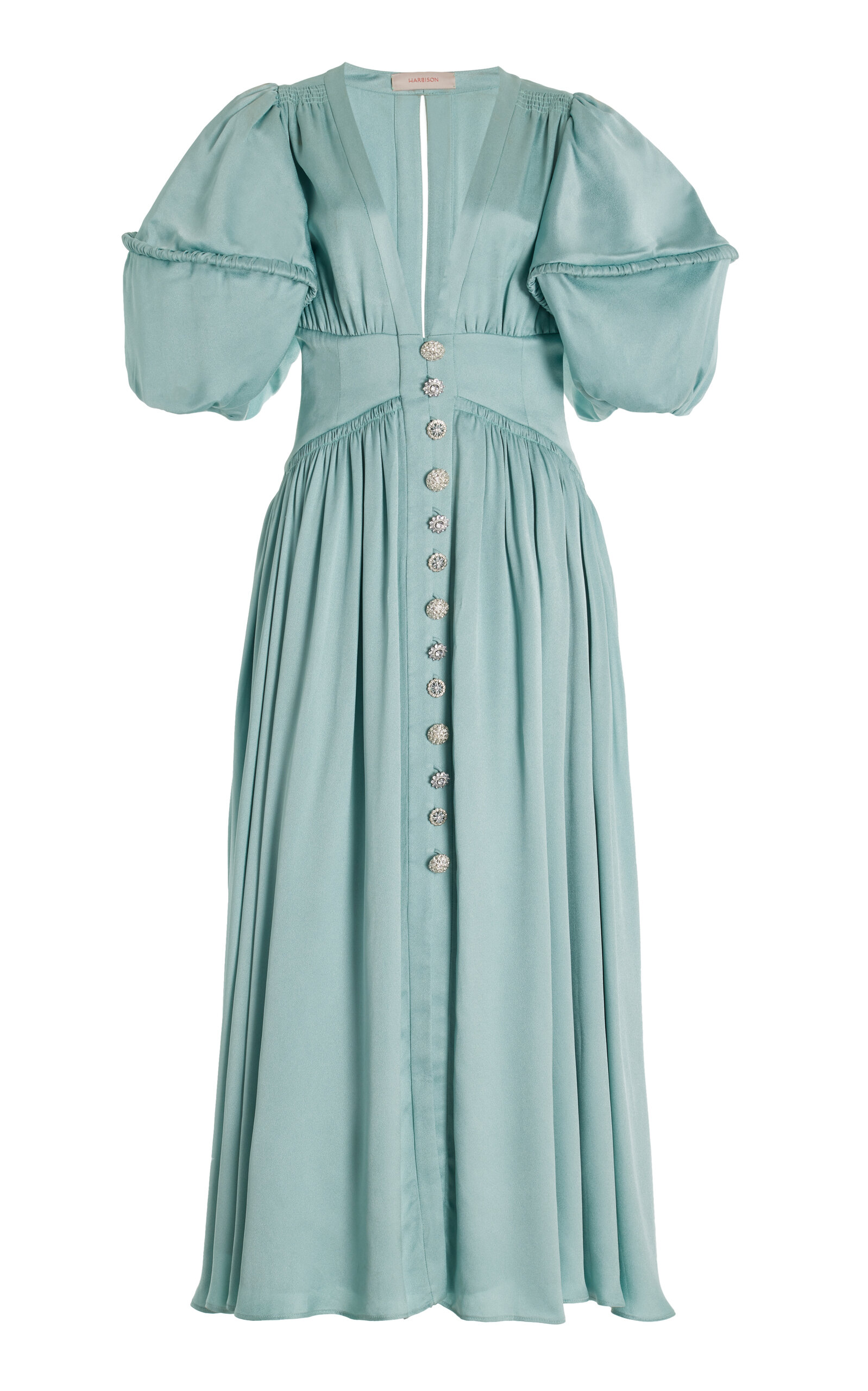 Harbison Willow Puff-Sleeve Maxi Dress - Green