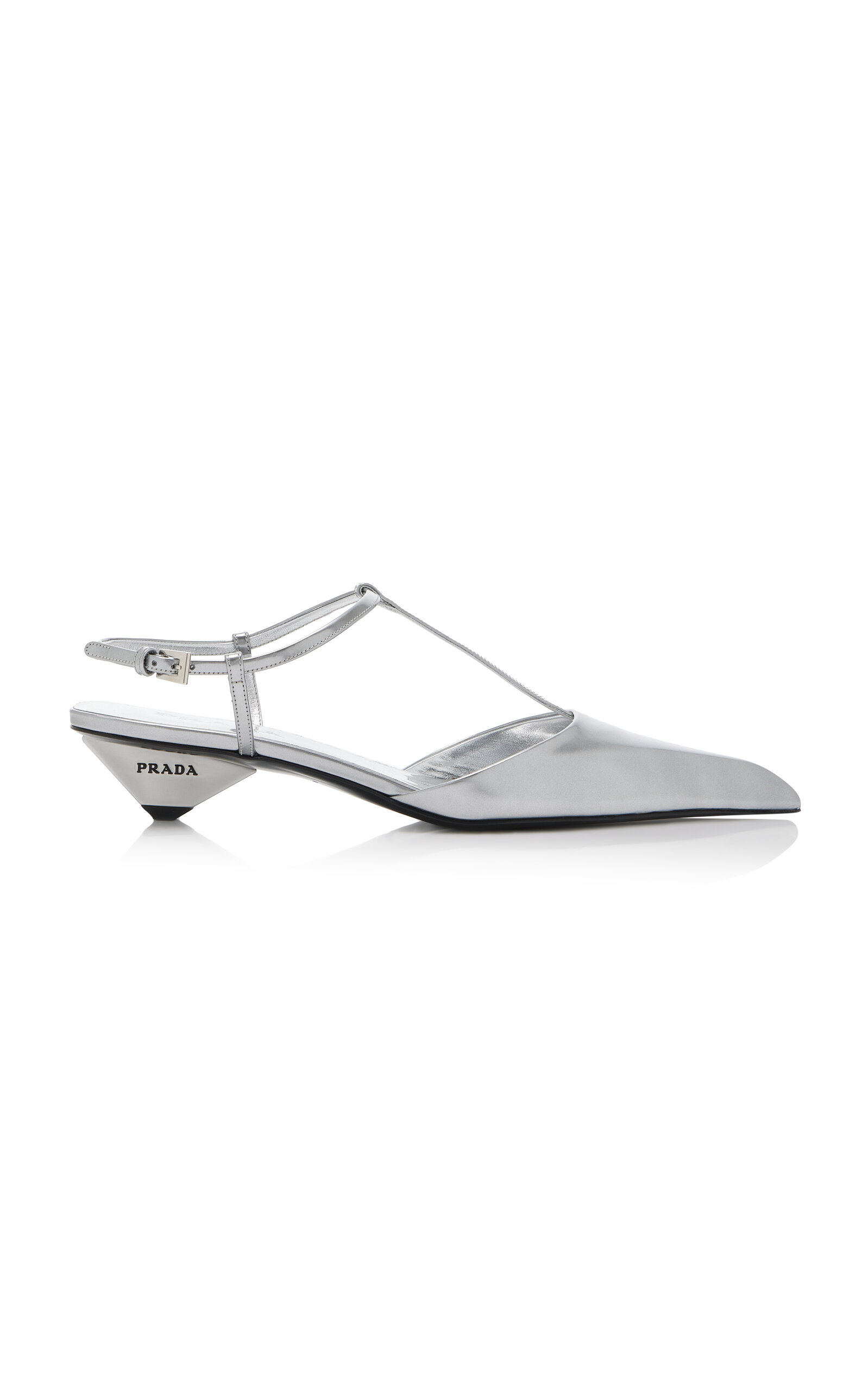 Prada Metallic Leather Pumps In Silver