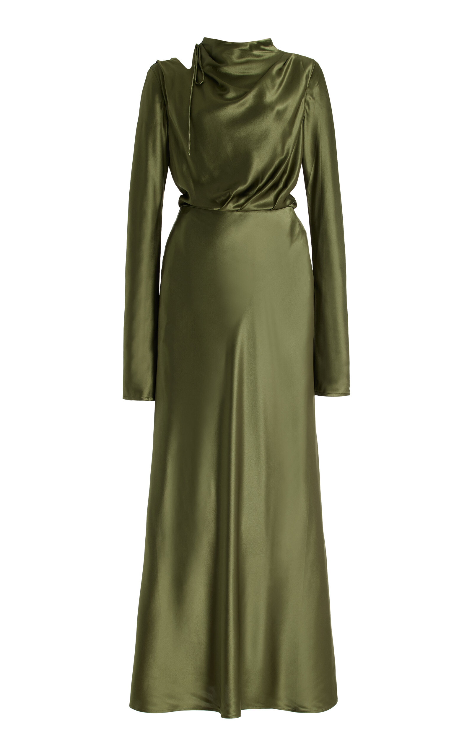 Rachel Gilbert Lucien Draped Silk Maxi Dress In Green