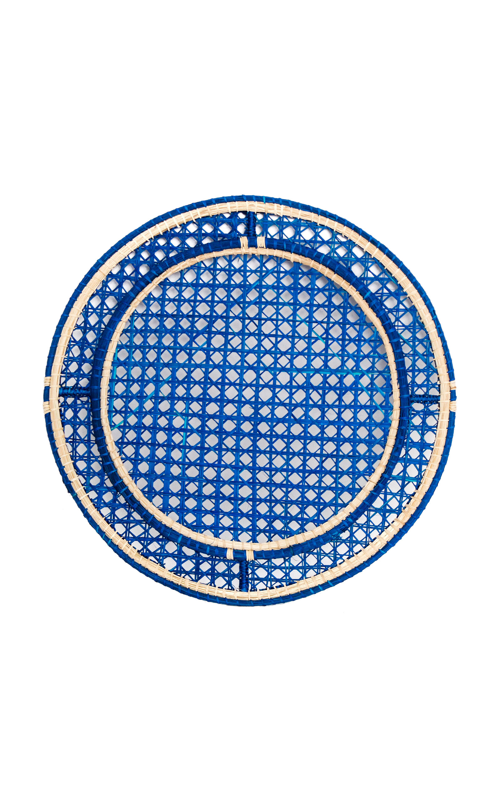 Sonder & Holliday The Buendia Set-of-six Raffia-covered Steel Placemats In Blue