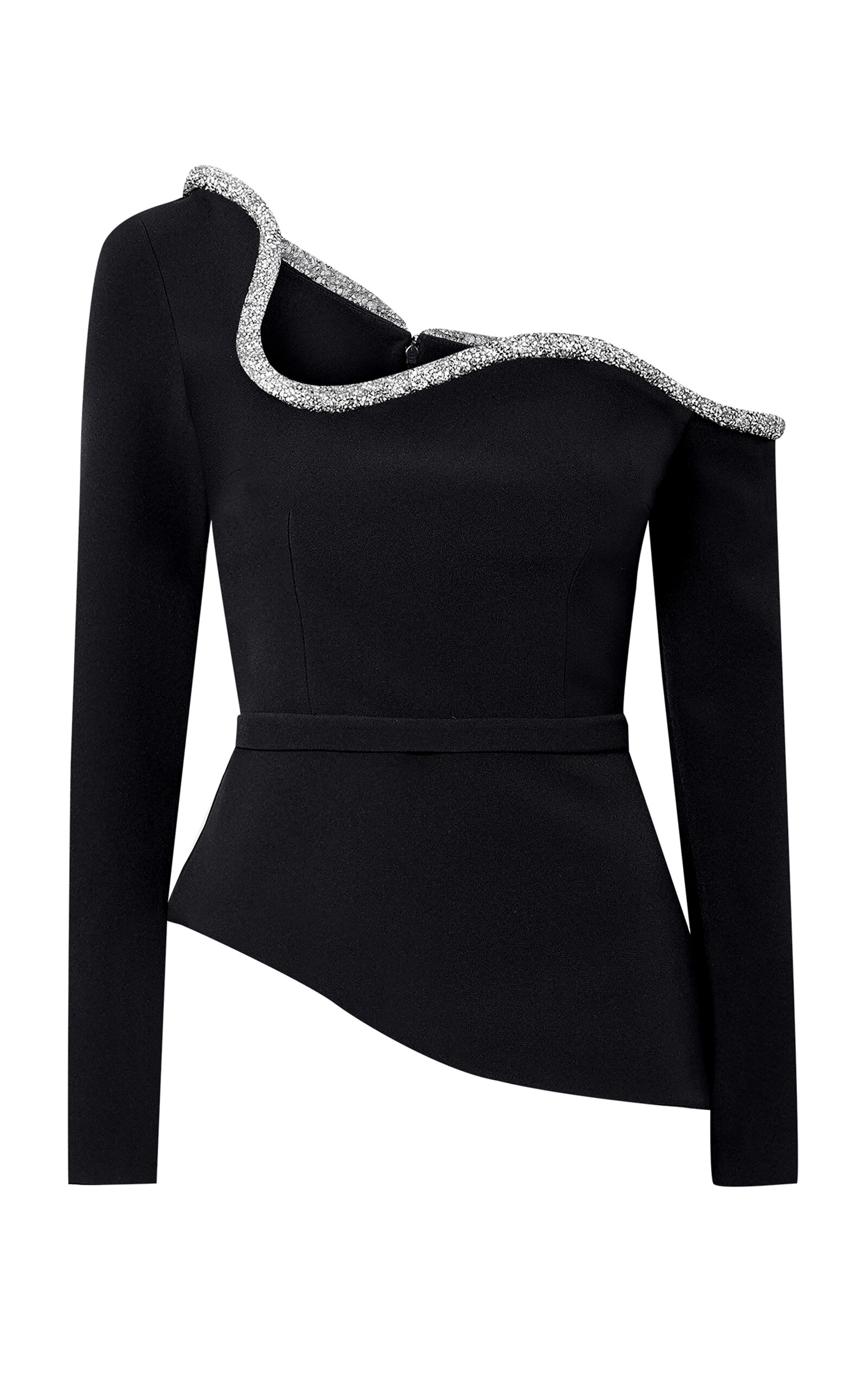 Safiyaa Aime Crystal-embellished One-shoulder Top In Black