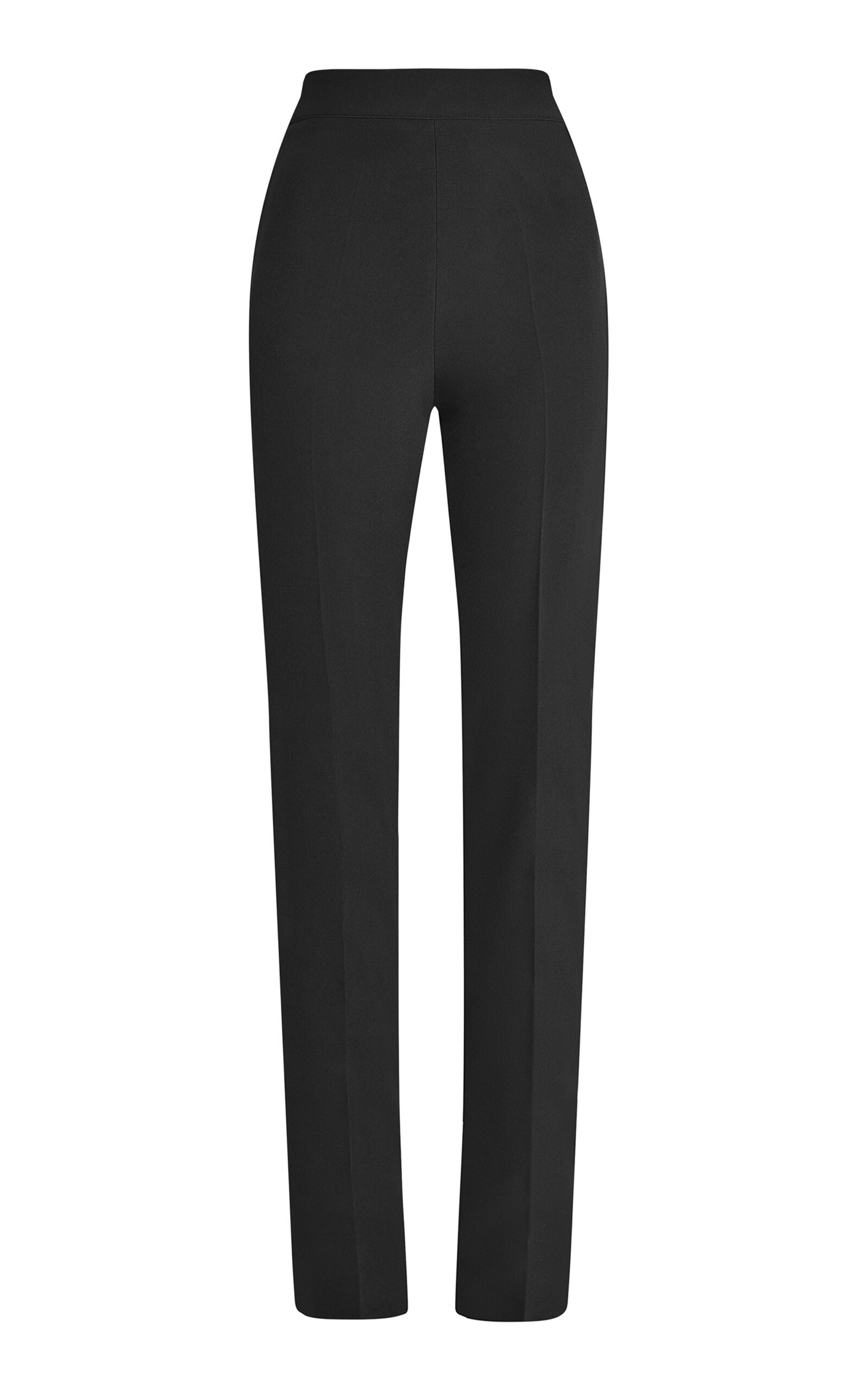 Shop Safiyaa Goldie Stretch-crepe Straight-leg Trousers In Black