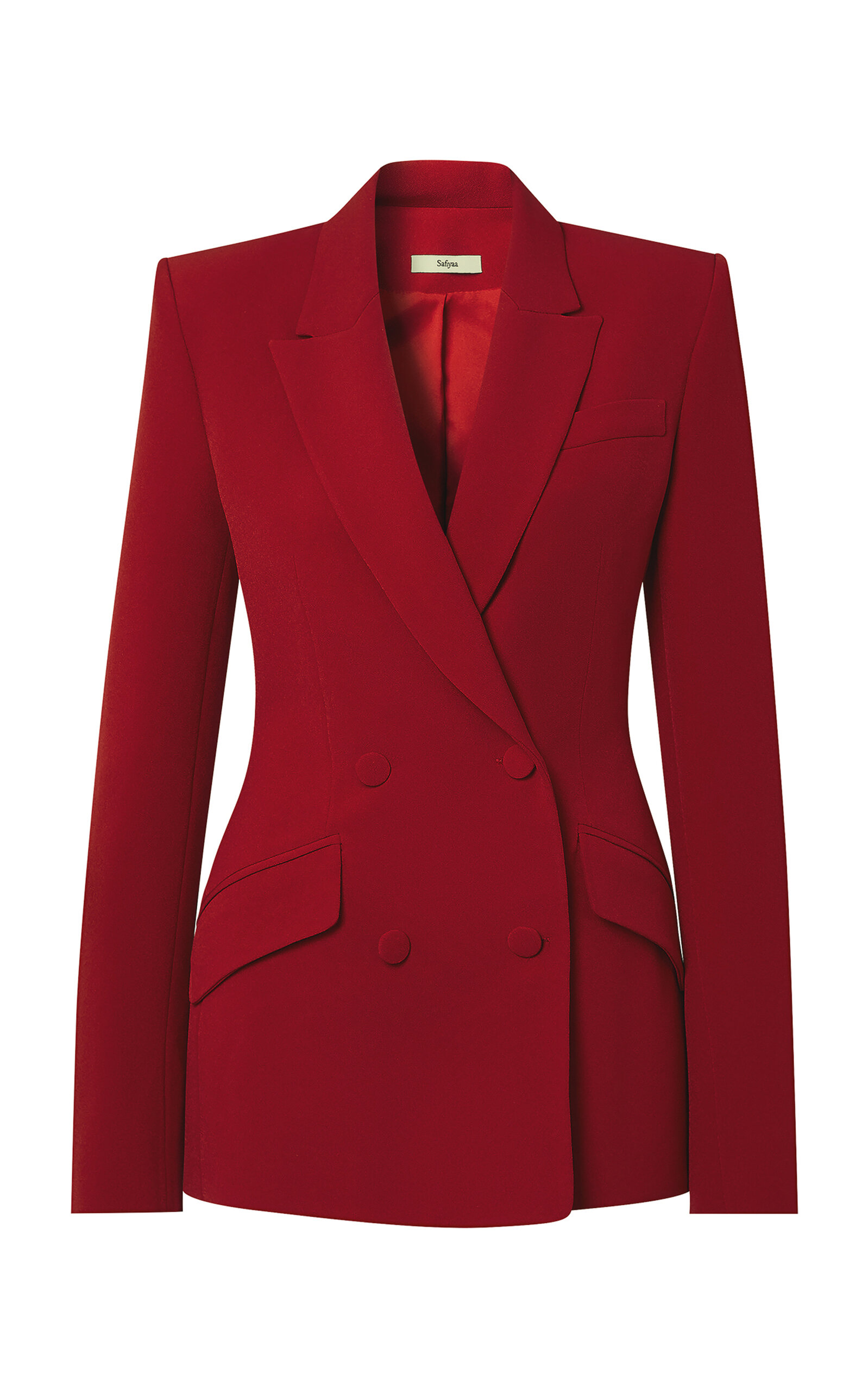 Shop Safiyaa Wynnie Double-breasted Tuxedo Jacket In Red