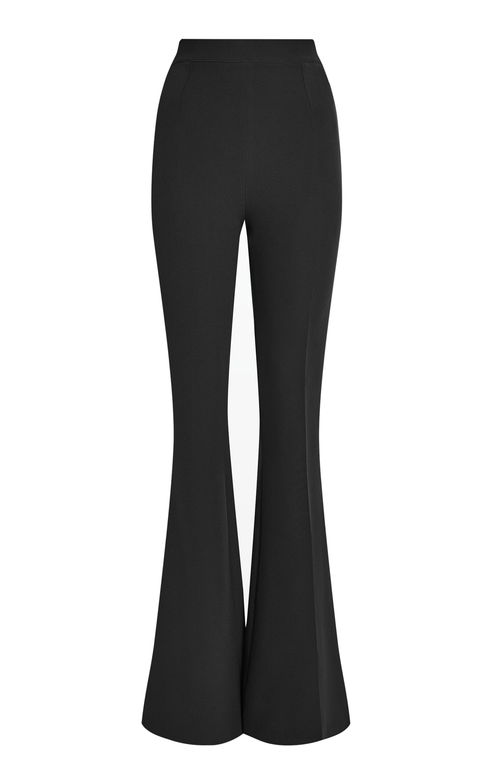 Shop Safiyaa Halluana Stretch-crepe Wide Flared-leg Trousers In Black