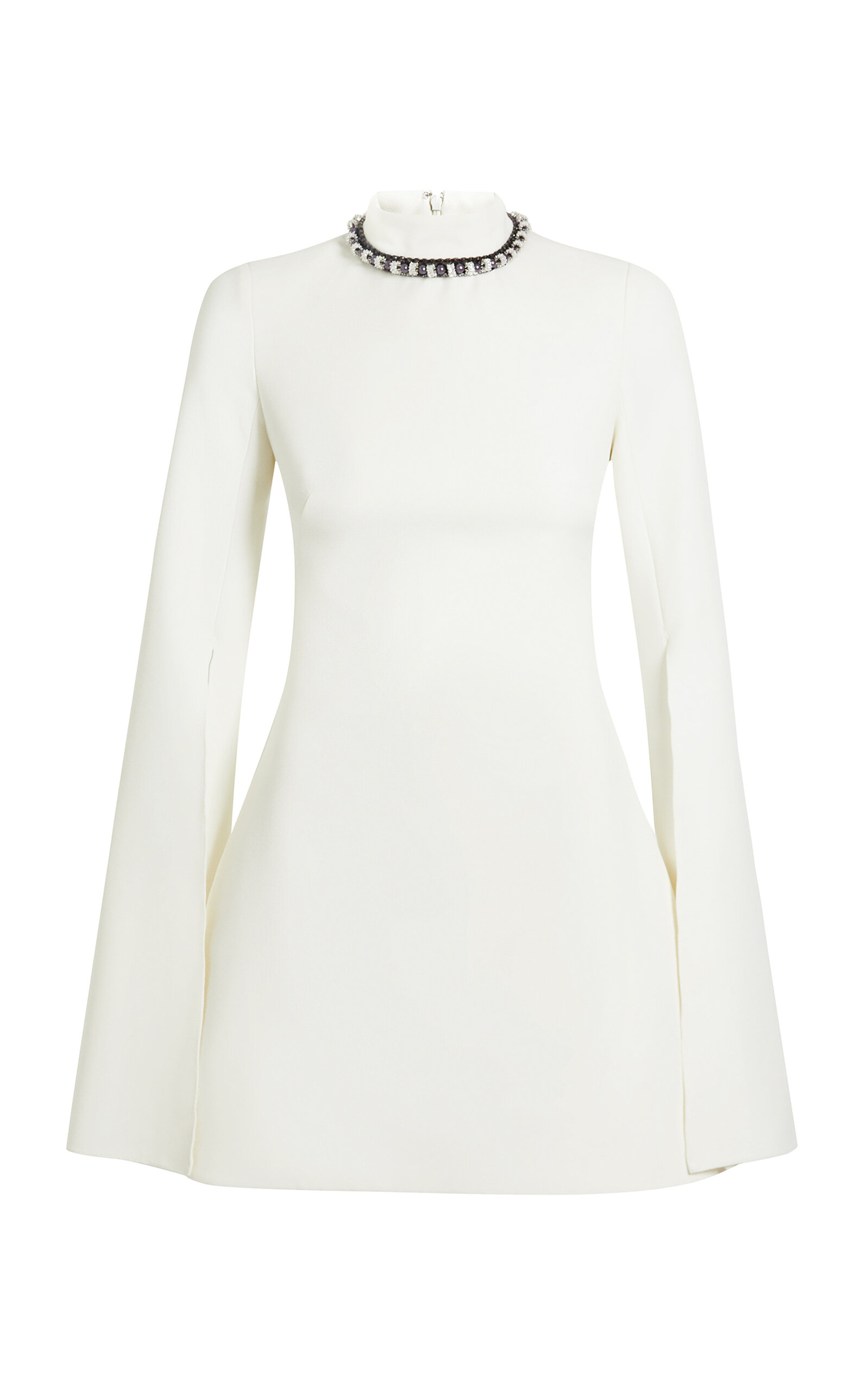 Shop Safiyaa Joal Beaded Stretch-crepe Mini Dress In White