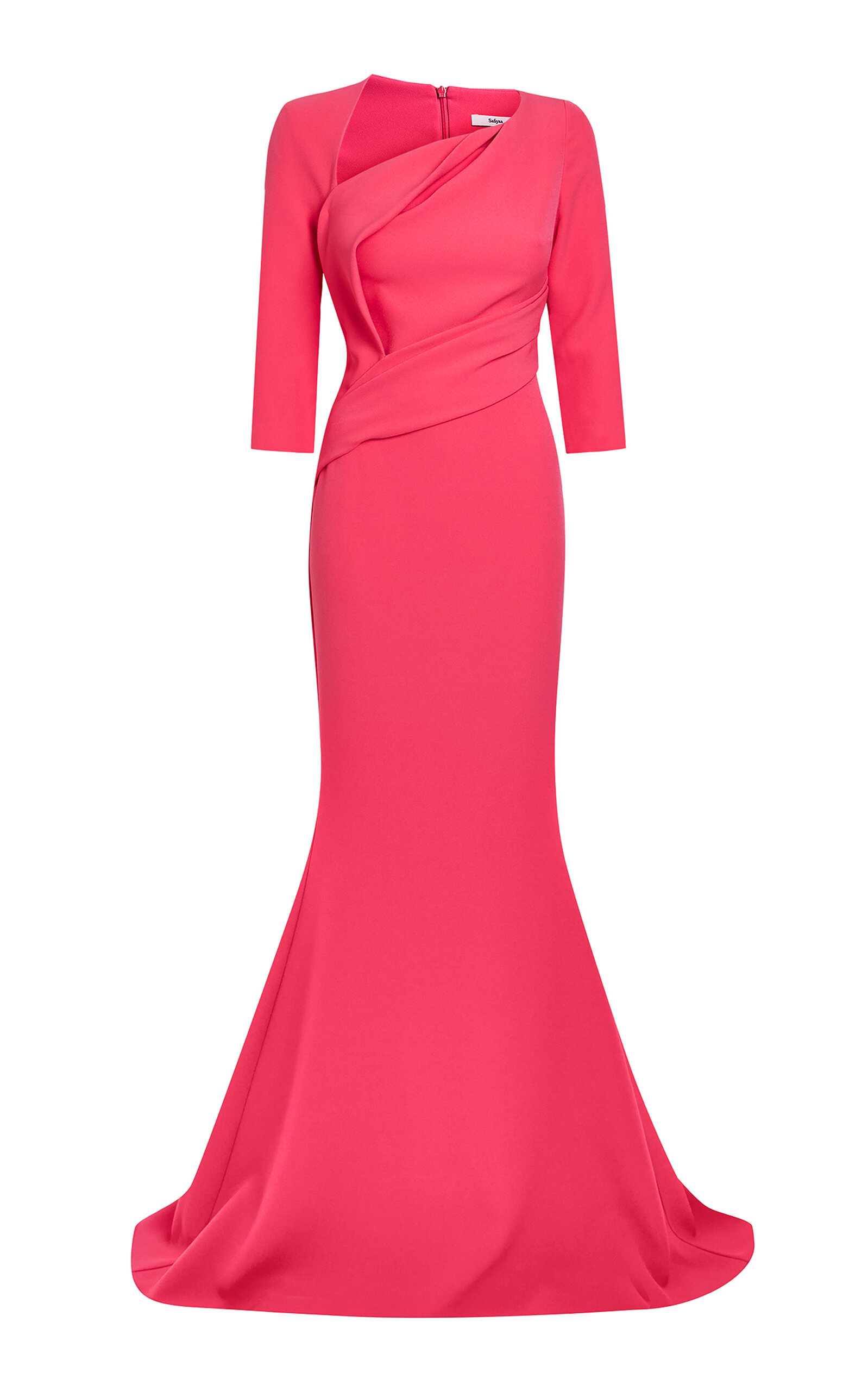 Shop Safiyaa Pollina Draped Stretch-crepe Gown In Pink