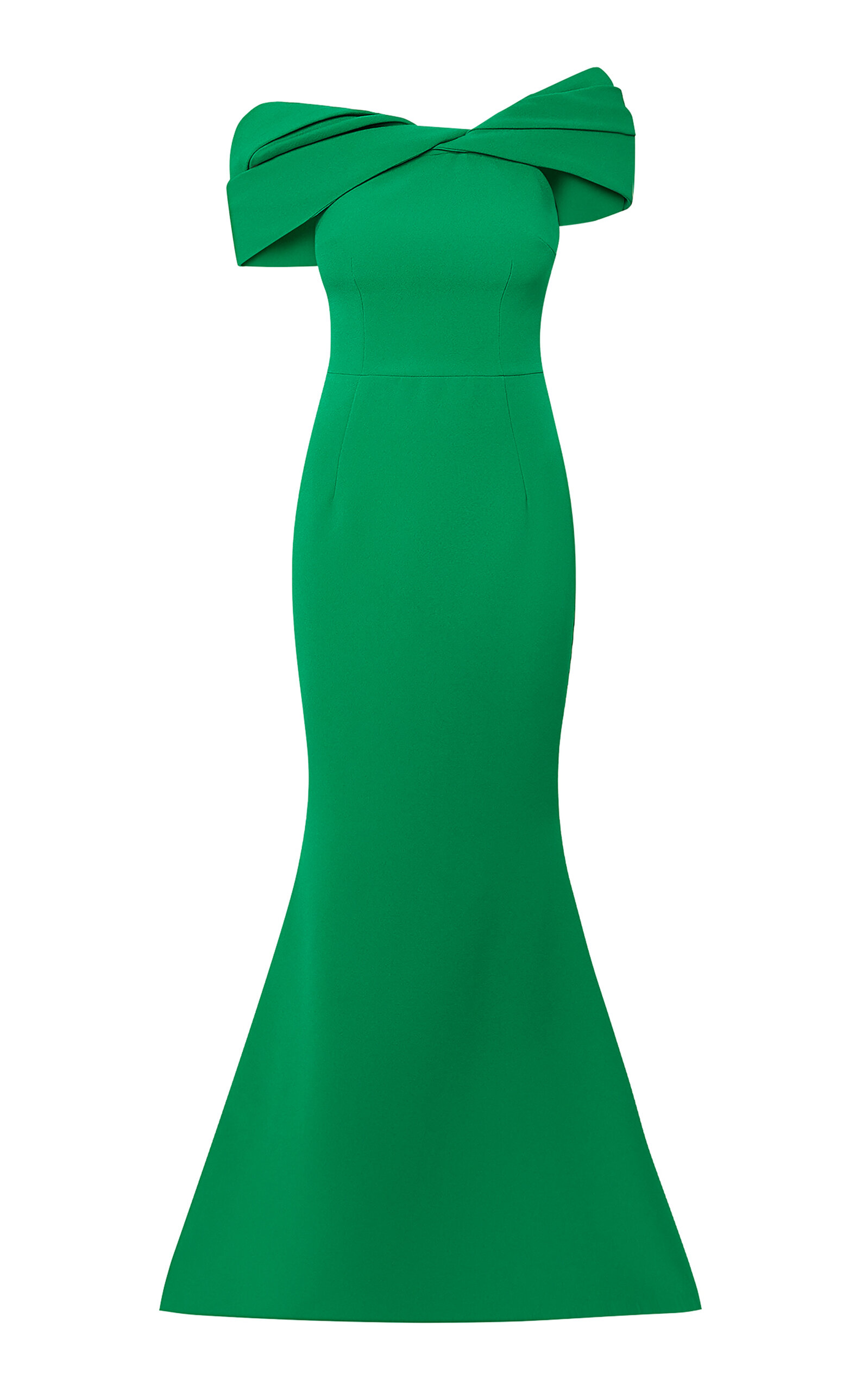Shop Safiyaa Rossa Off-the-shoulder Stretch-crepe Gown In Green