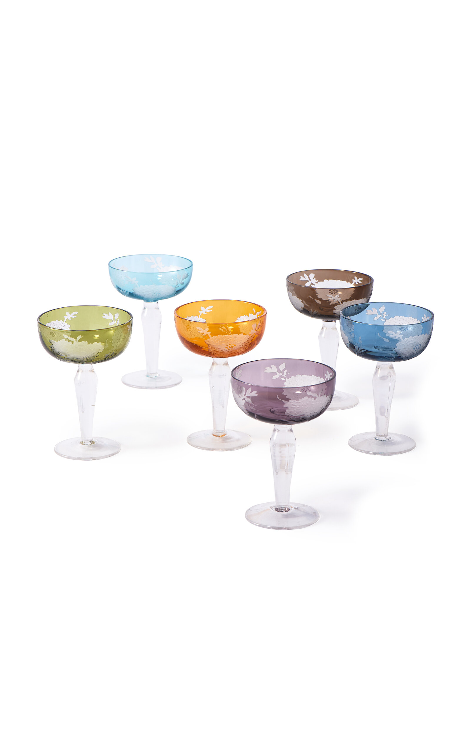 Polspotten Multicolour Peony Coupe Glass Set In Multi