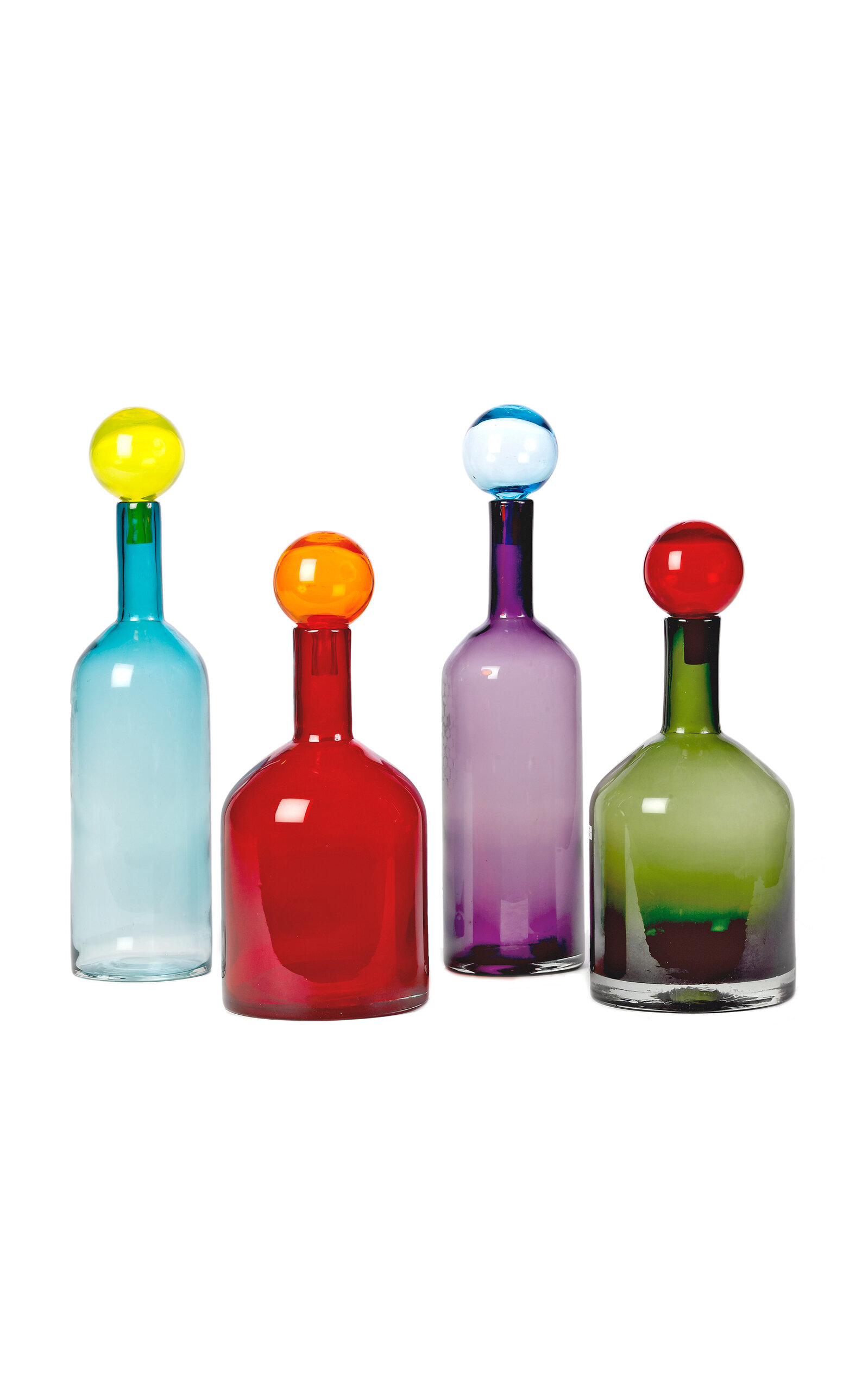 Polspotten Set-of-four Bubbles & Bottles Glass Ornaments In Multi