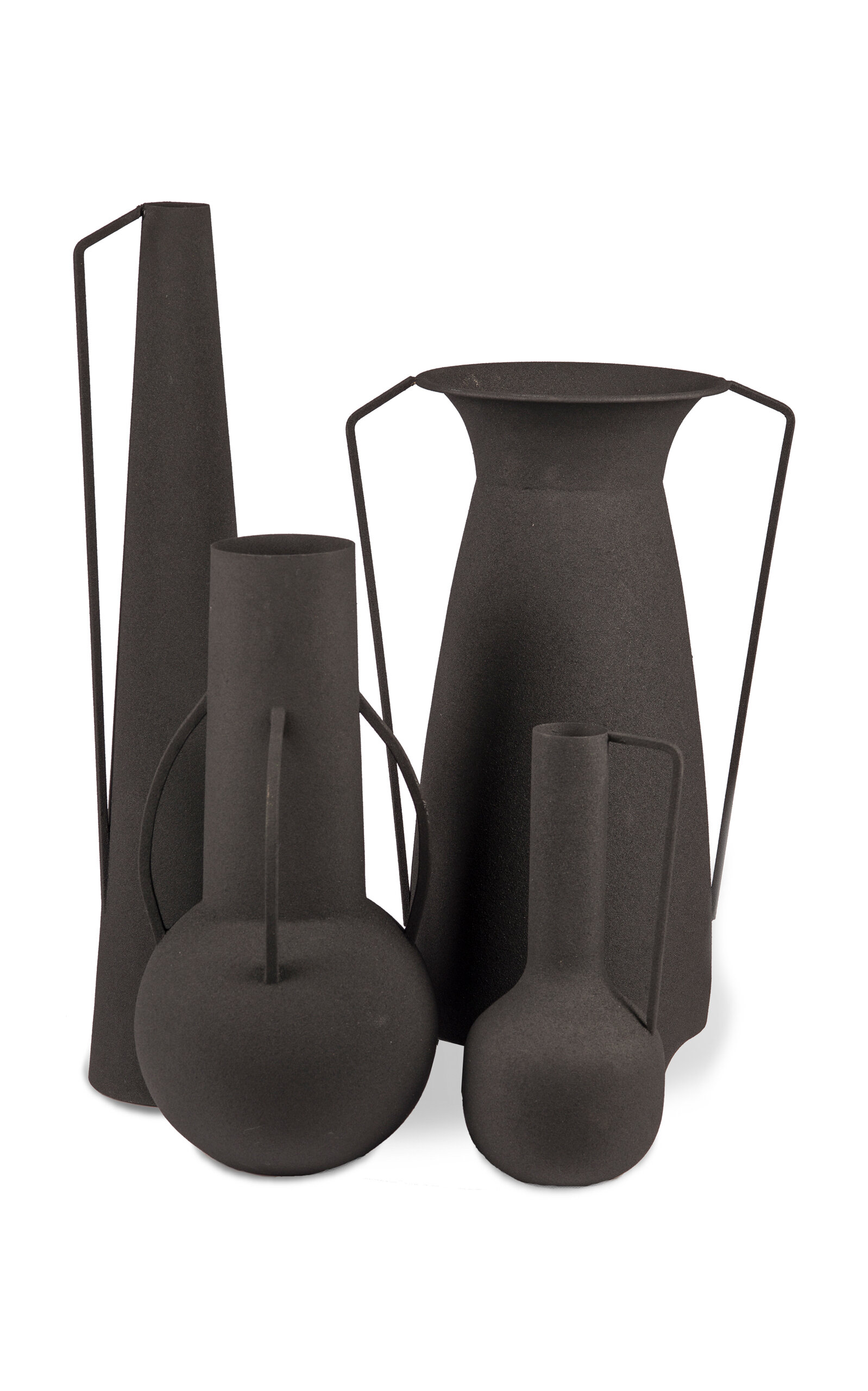 Polspotten Set-of-four Roman Iron Vases In Black