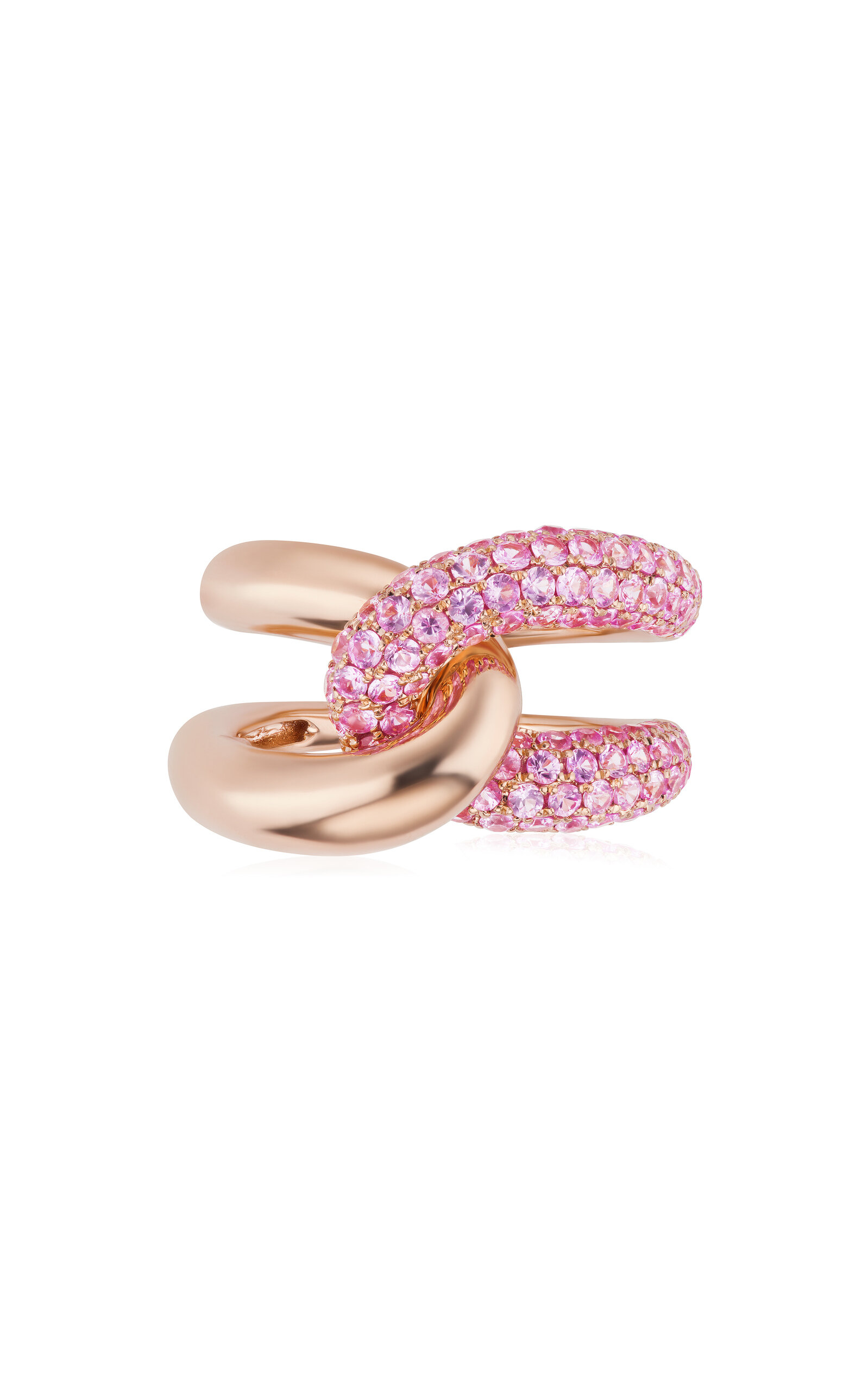 Shop Gemella Jewels Intertwin 18k Rose Gold Sapphire Ring In Pink
